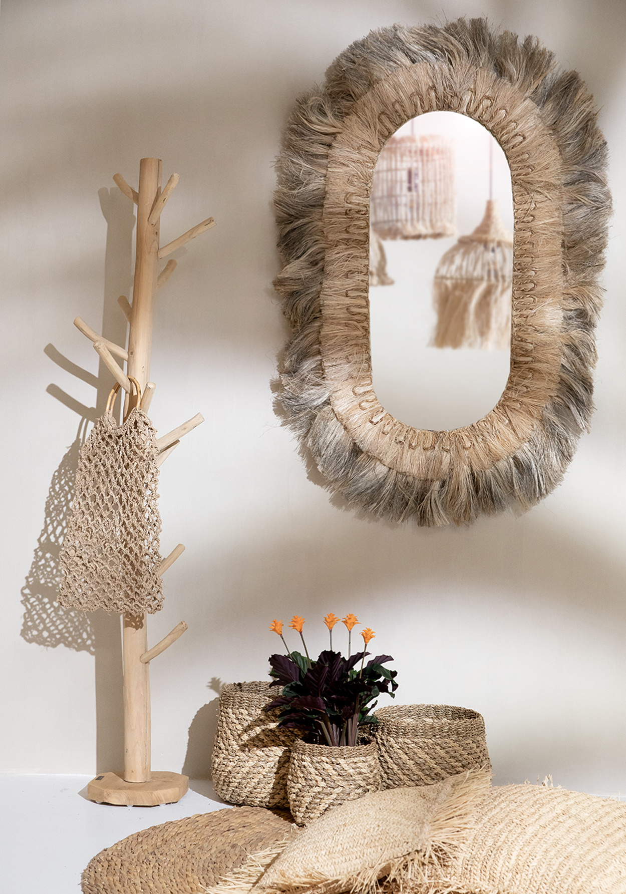 De Huge Oval Spiegel - Naturel - XL