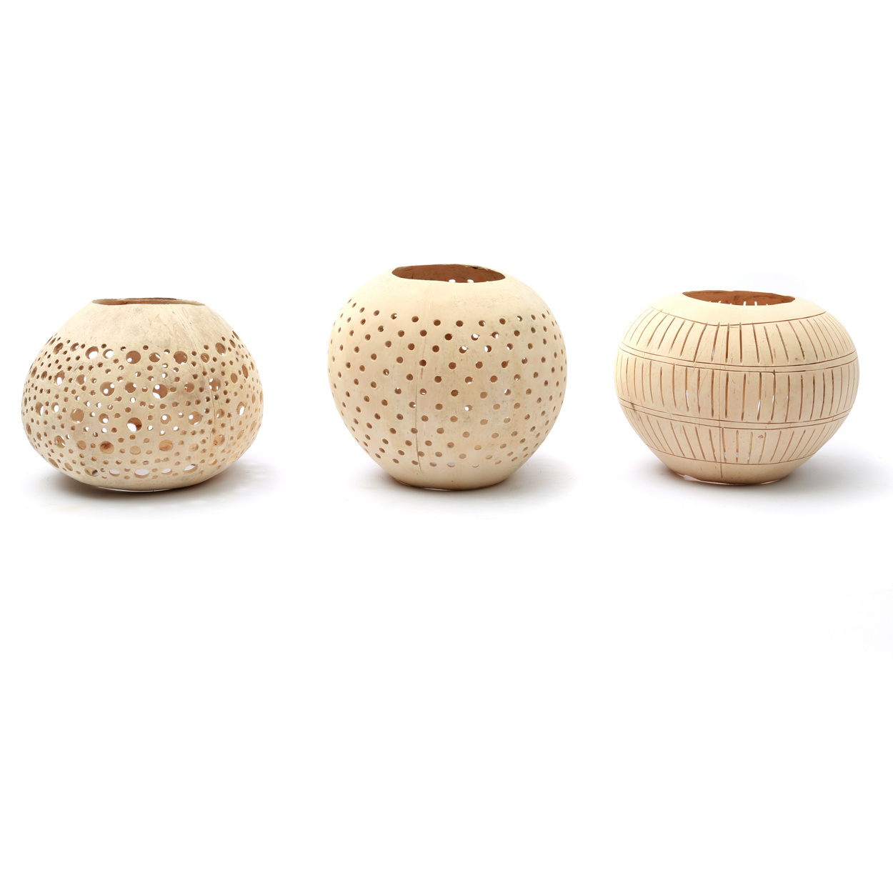 De Coconut Stripe Kaarshouder - Naturel
