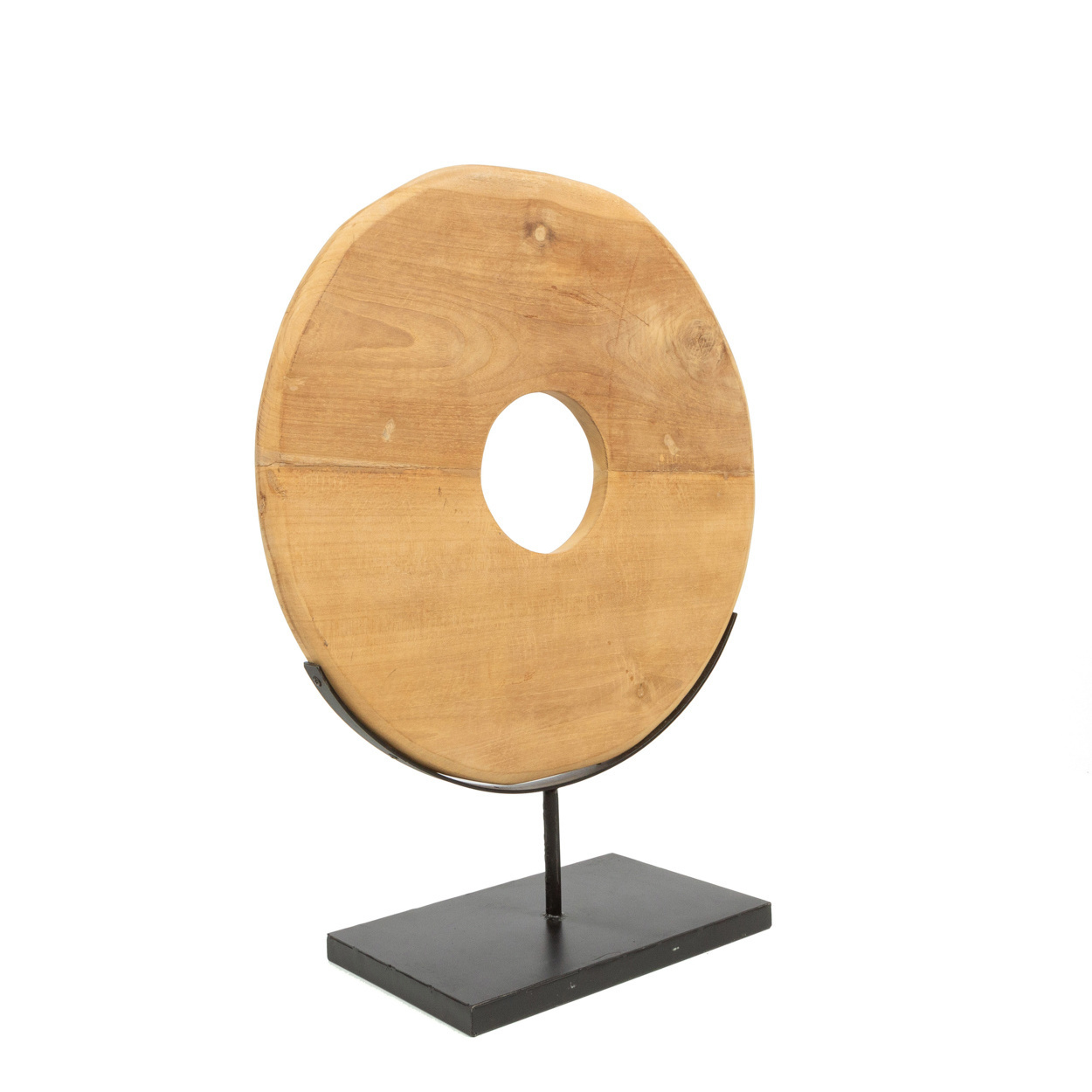 De Teak Disc op Stand - M