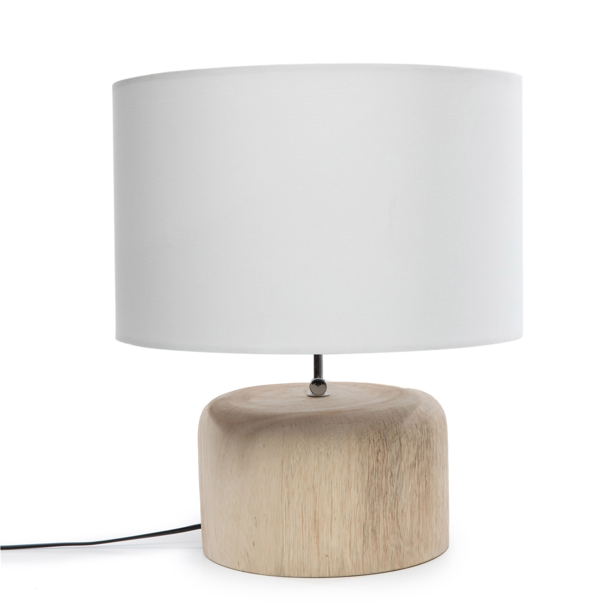 De Teak Wood Tafellamp - Naturel Wit