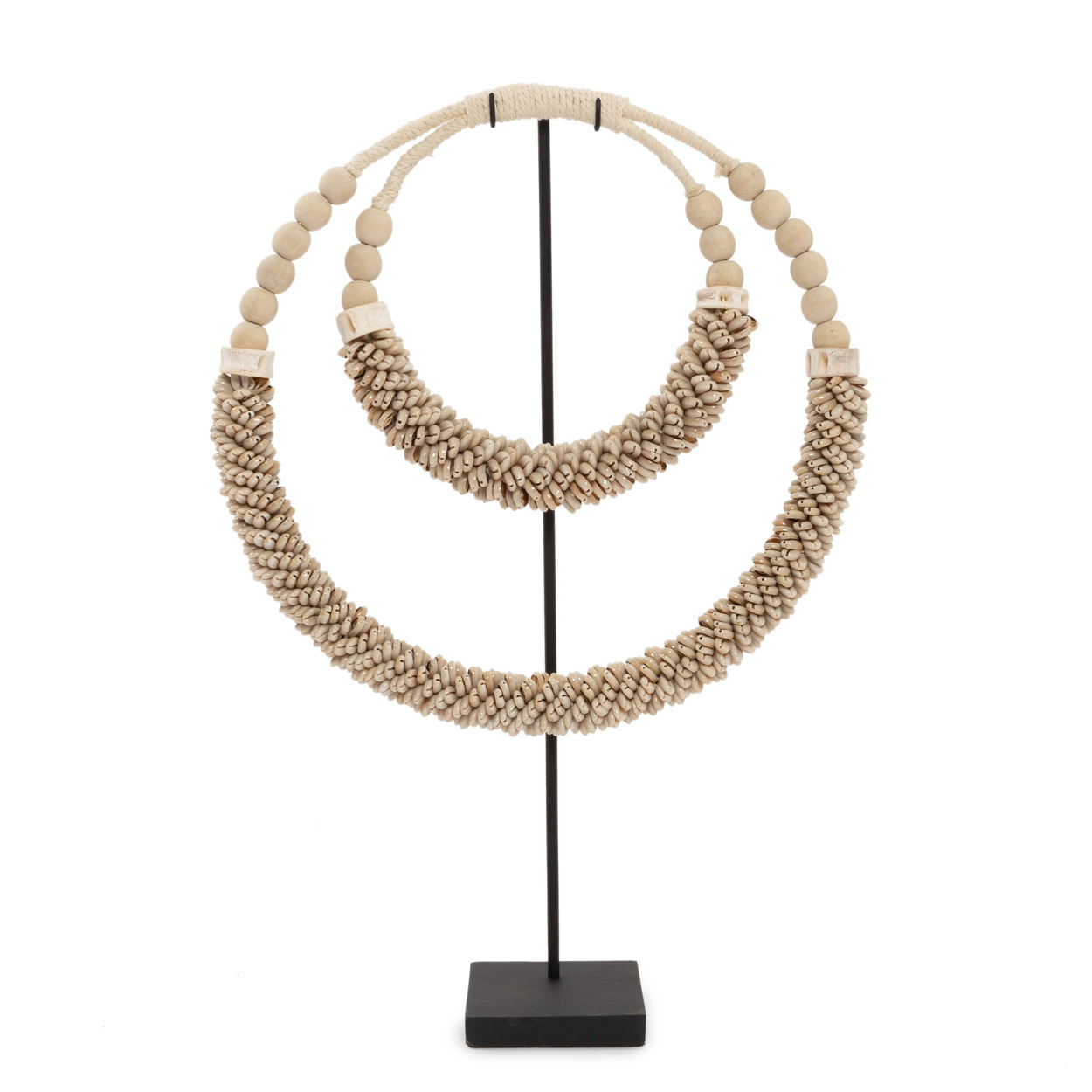 Dubbele Halsketting met Schelpen op Stand - Naturel