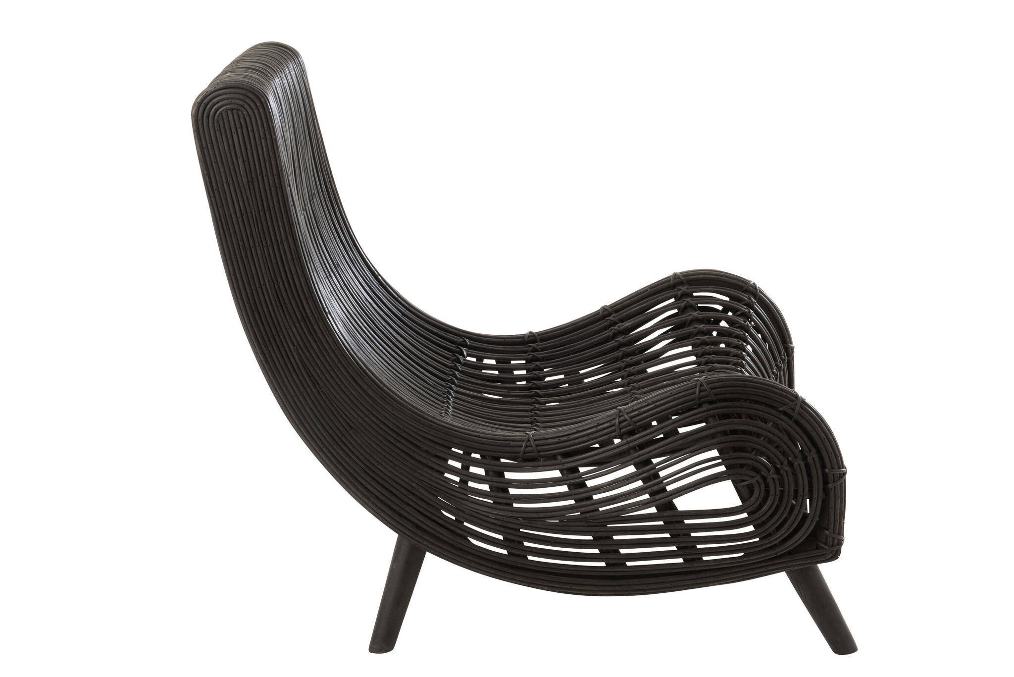 LYING CHAIR RATTAN BLACK