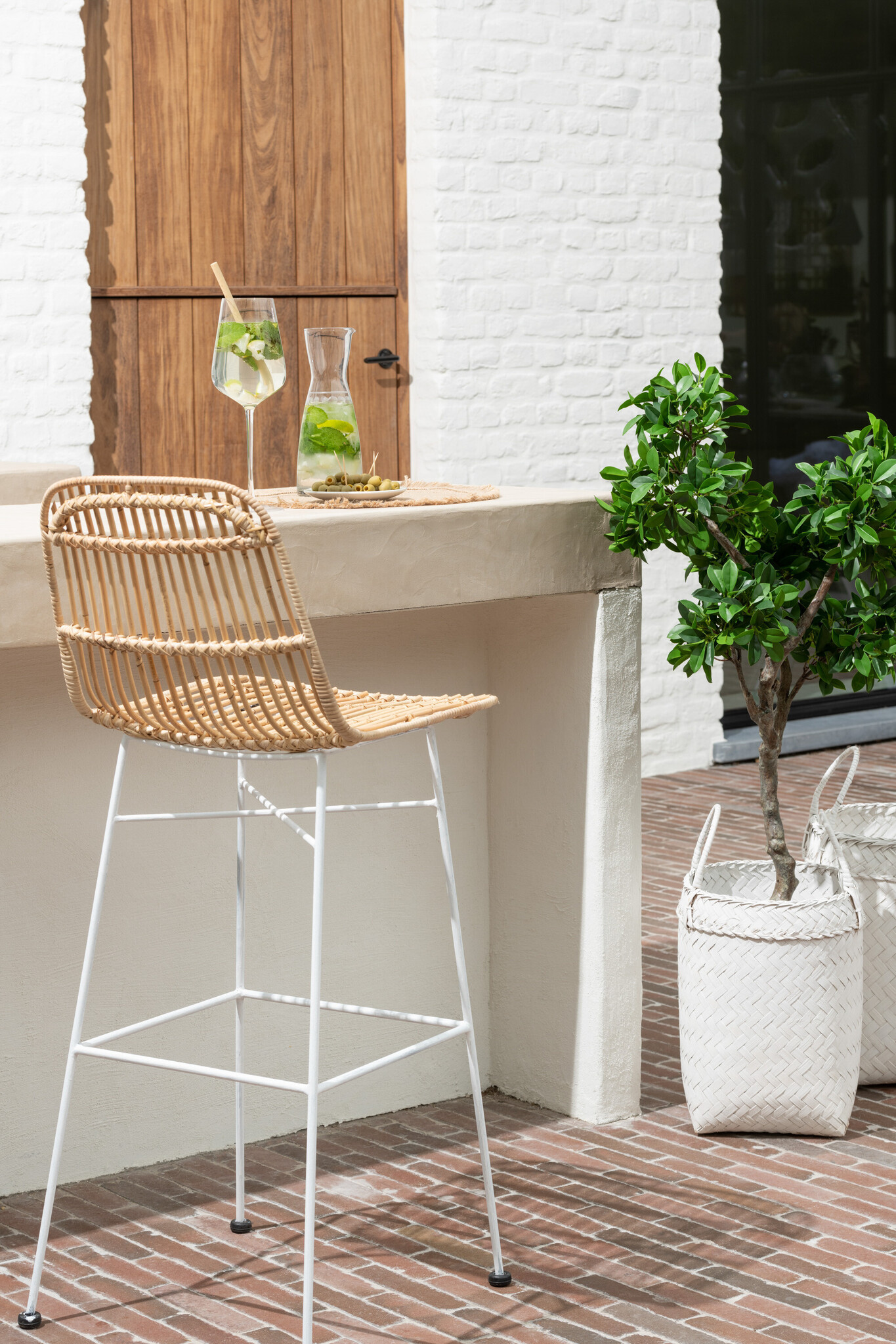 BAR SEAT EMA RATTAN/MET NAT/WH