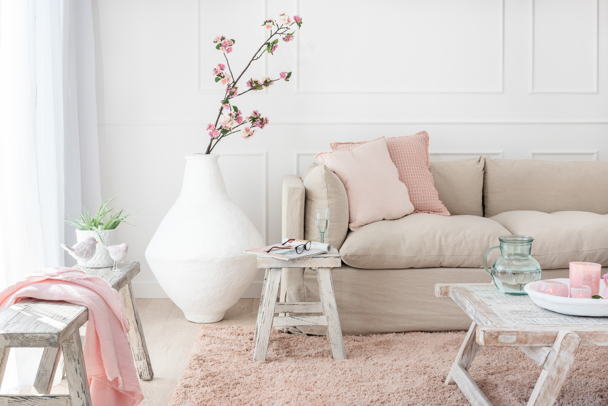 BENCH IBIZA WOOD WHITE WASH
