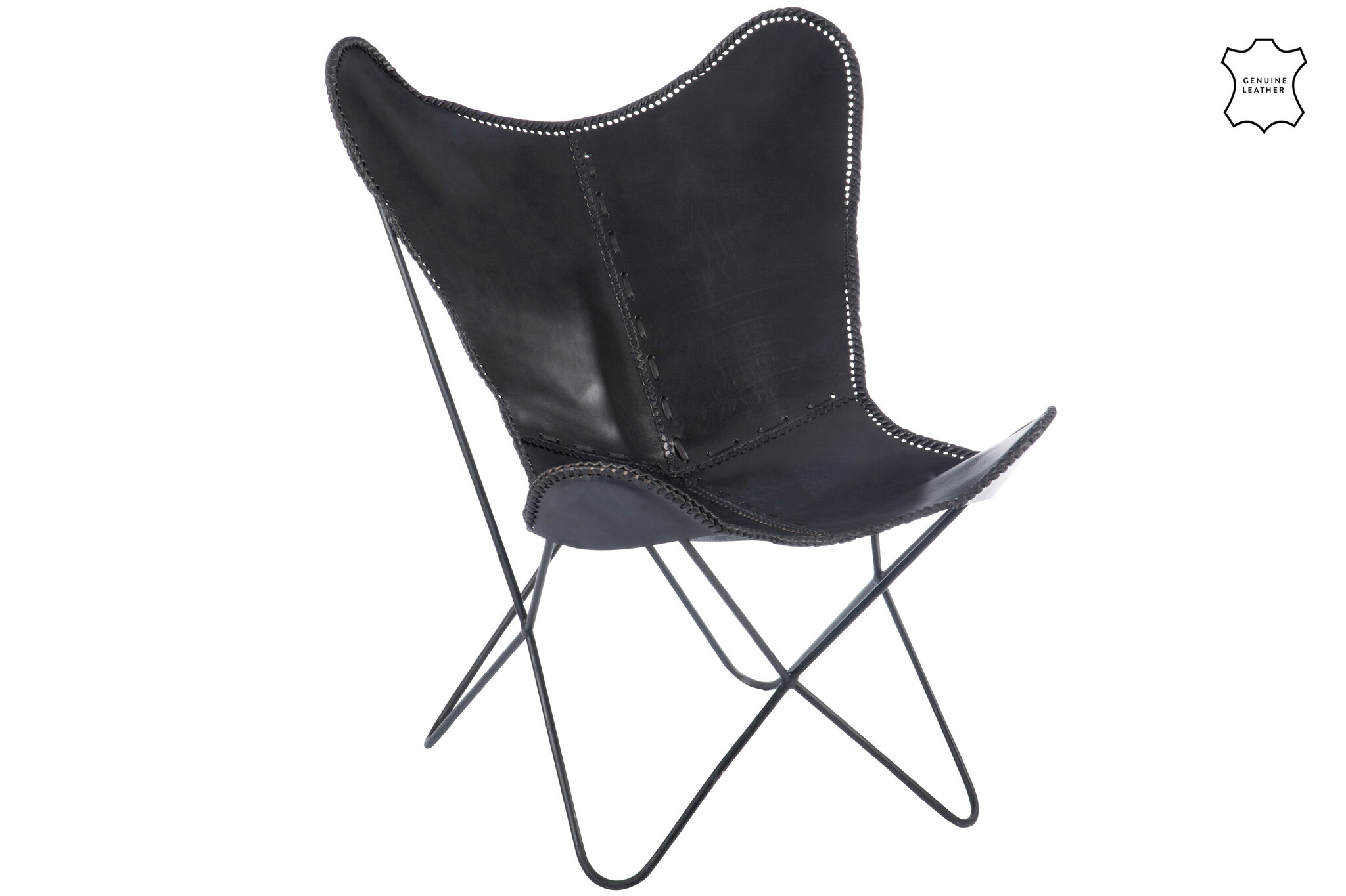 LOUNGE CHAIR LEATH/MET BLACK