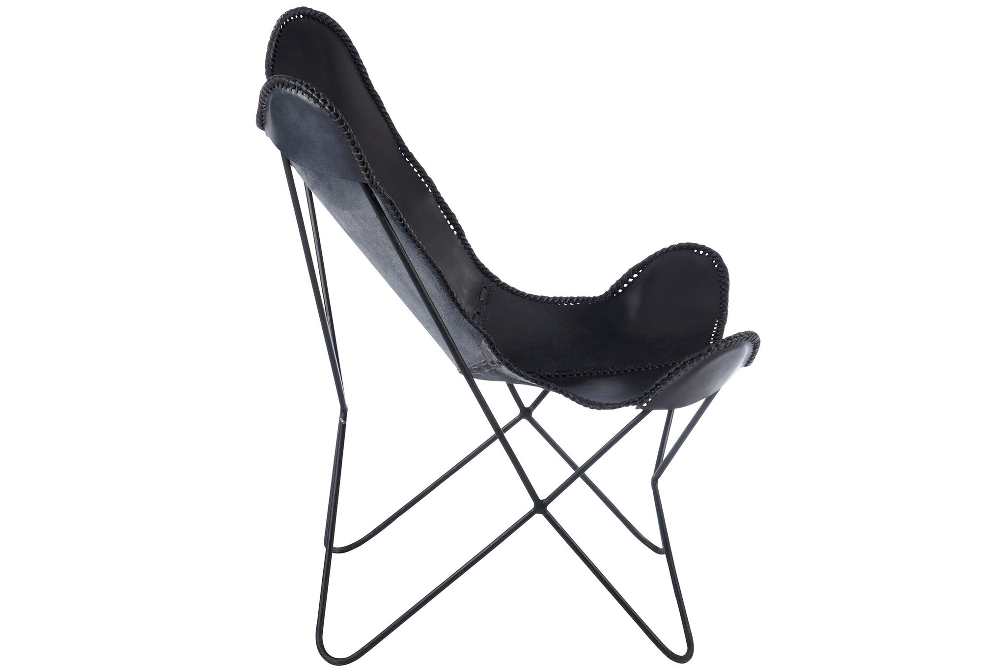 LOUNGE CHAIR LEATH/MET BLACK