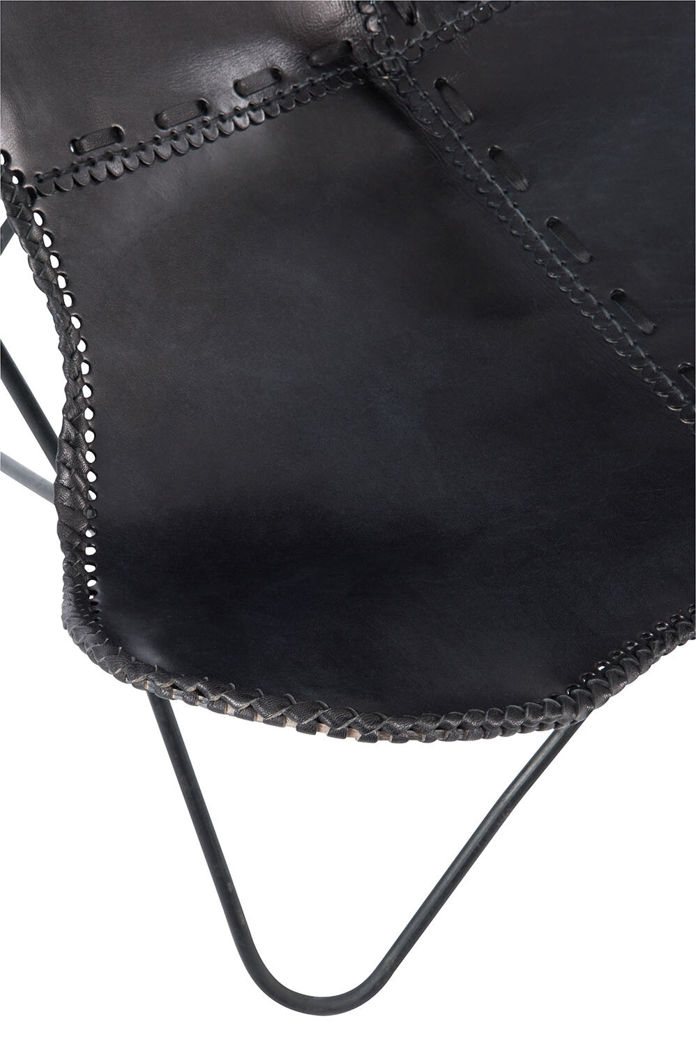 LOUNGE CHAIR LEATH/MET BLACK