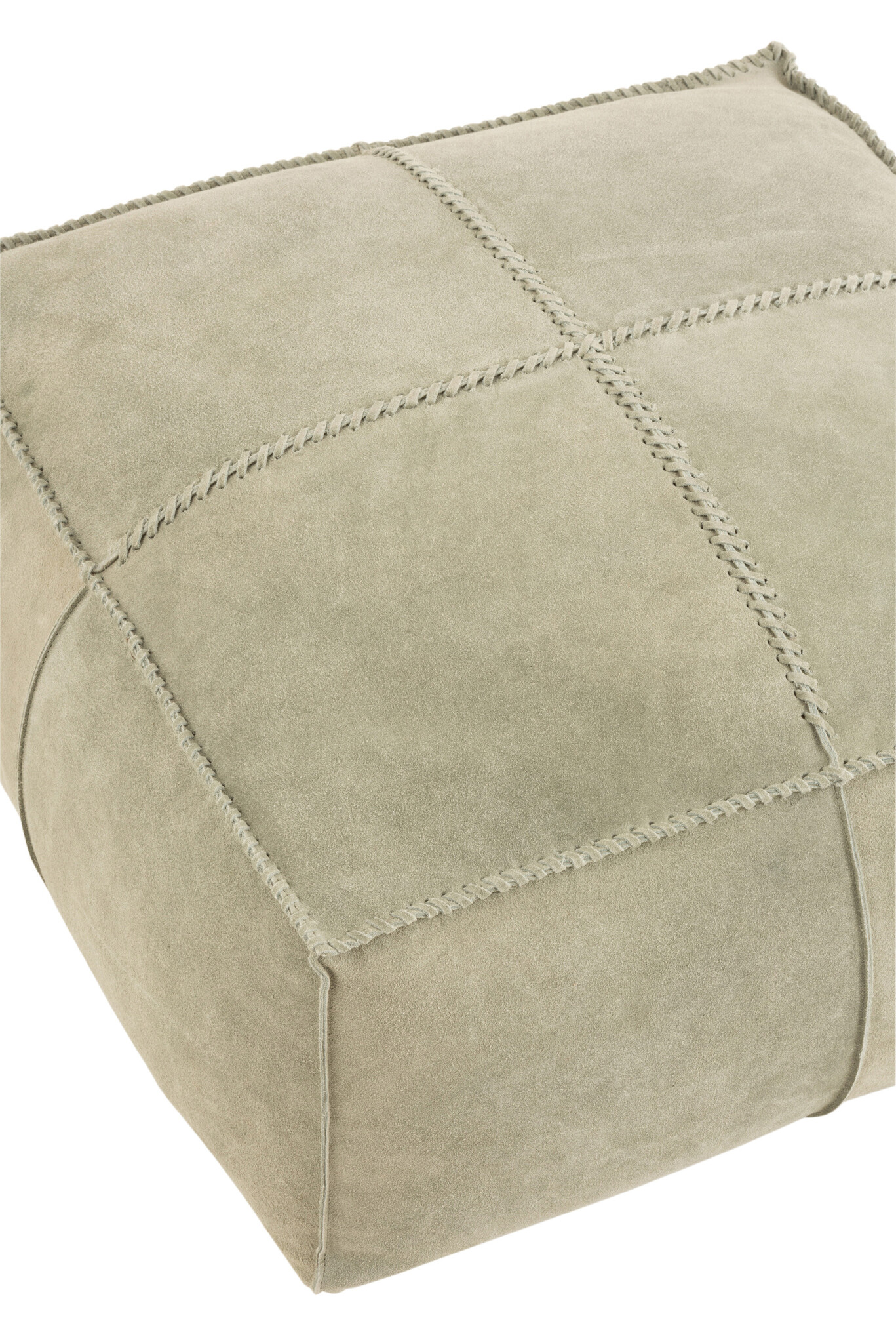 POUF CROSS LOW LEATHER GREEN