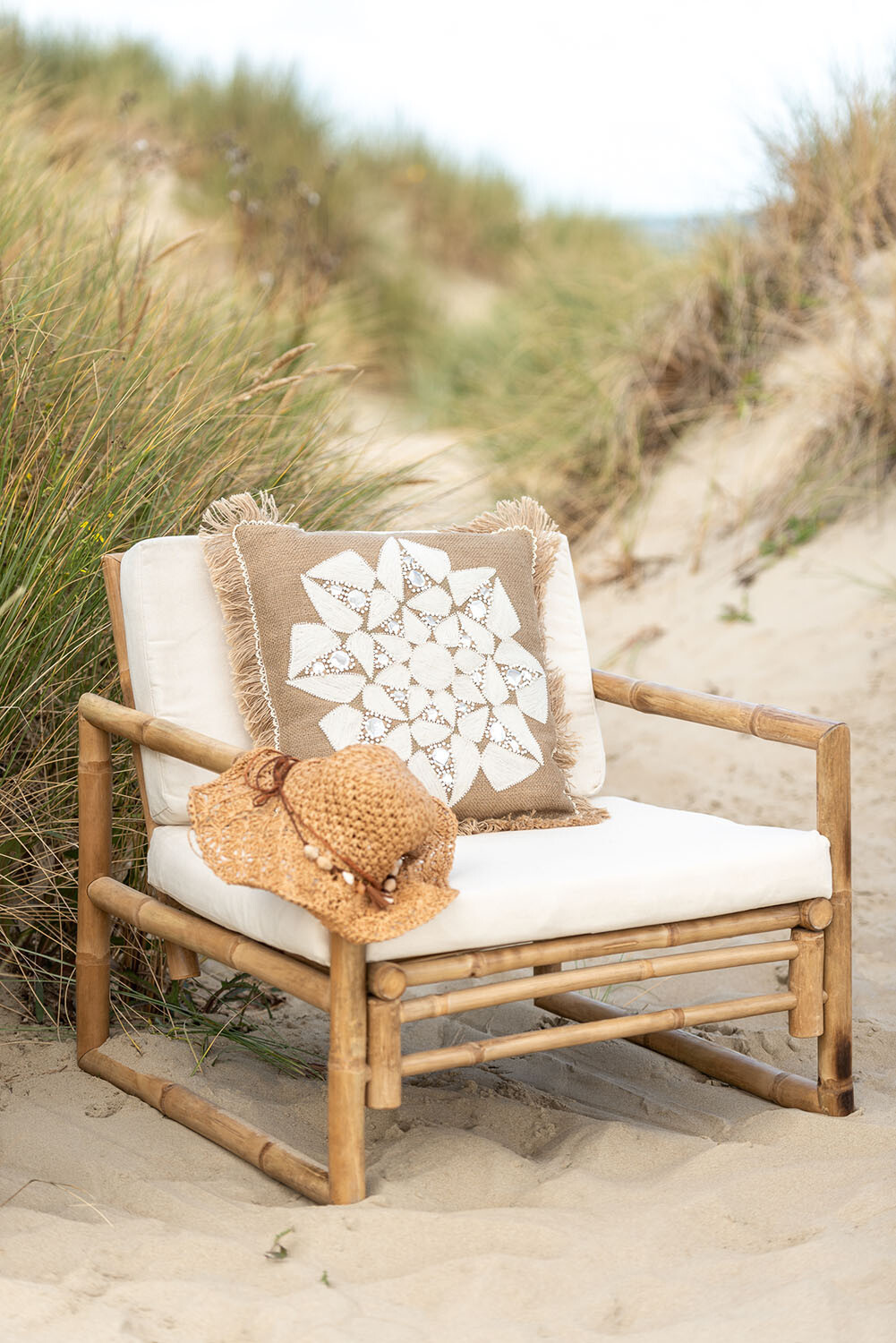 SEAT 1P BAMBOO+TEXTILE NAT/WHI