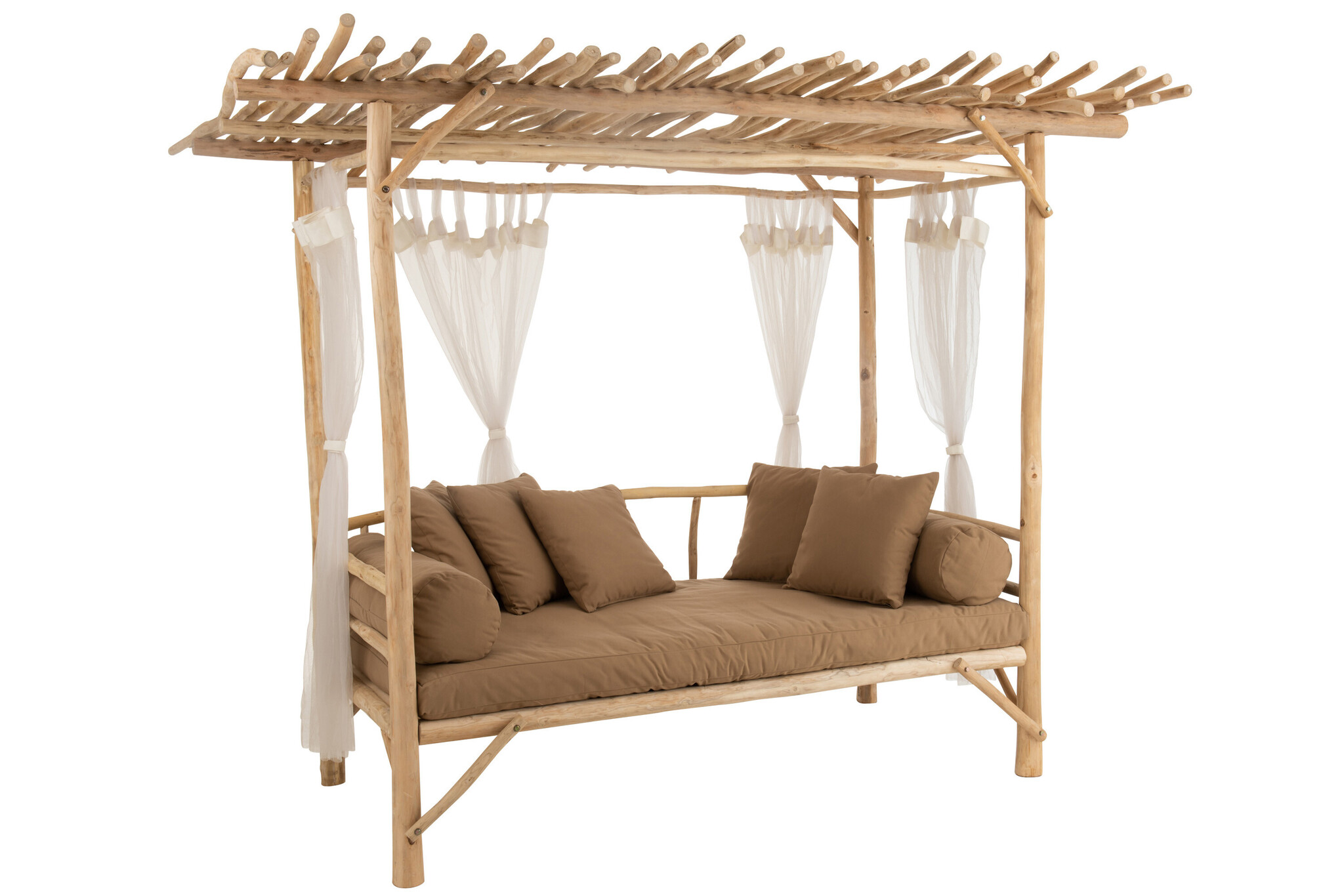 BED LOVESEAT+CUSH TEAK NAT/BR