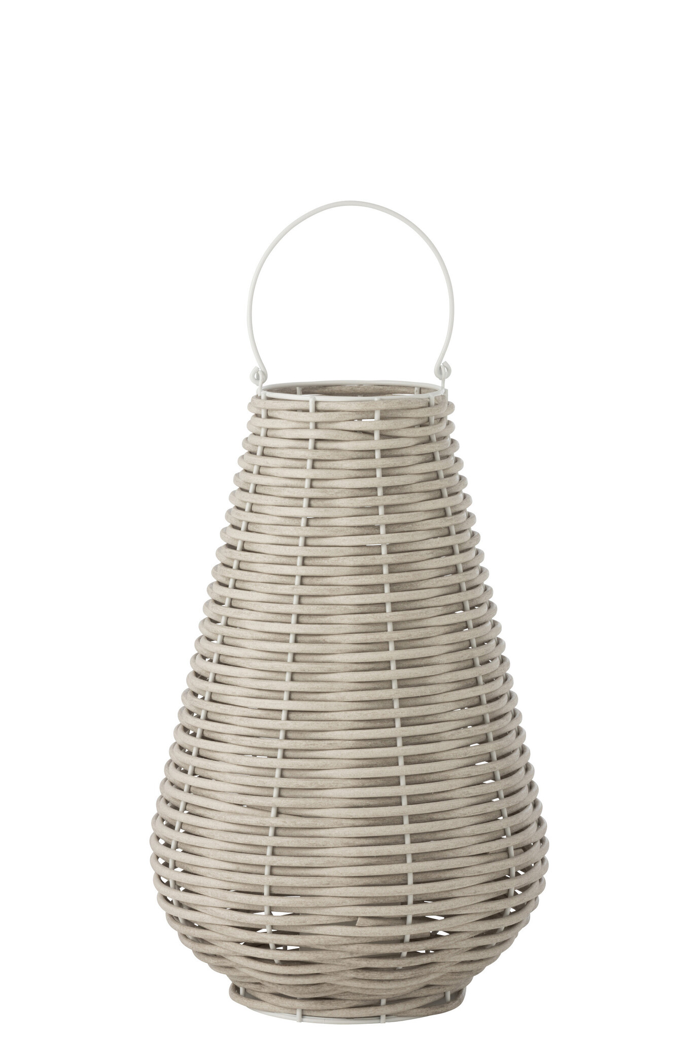 LANTERN WOVEN LED PLASTIC WH L