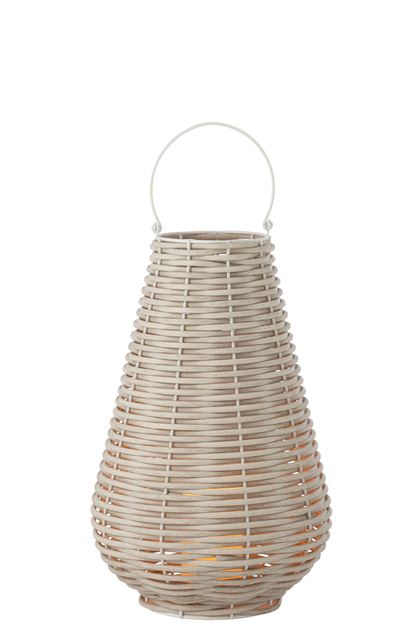 LANTERN WOVEN LED PLASTIC WH L