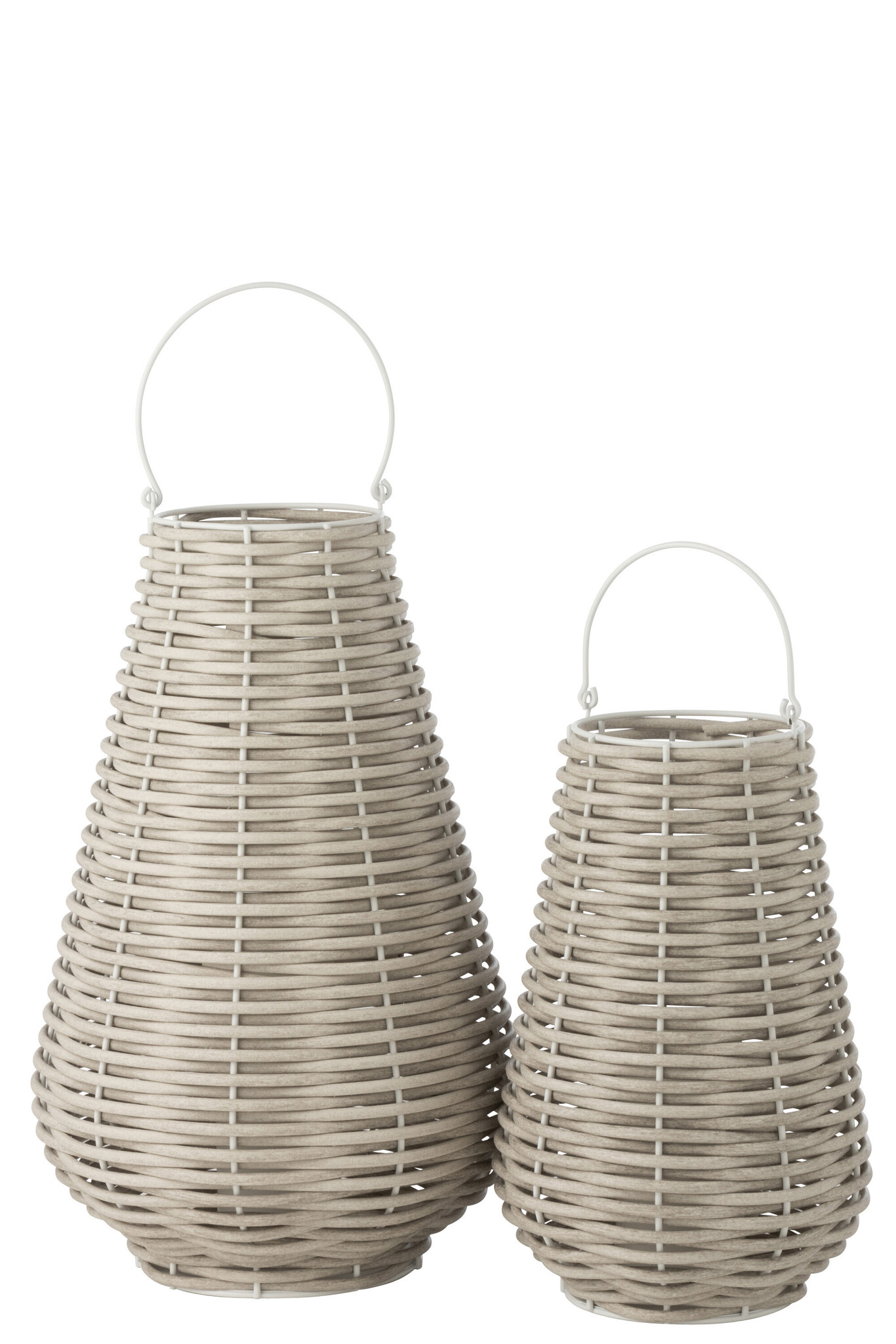 LANTERN WOVEN LED PLASTIC WH L