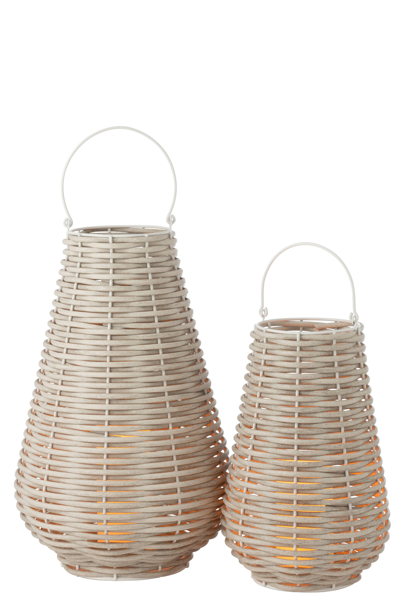 LANTERN WOVEN LED PLASTIC WH L