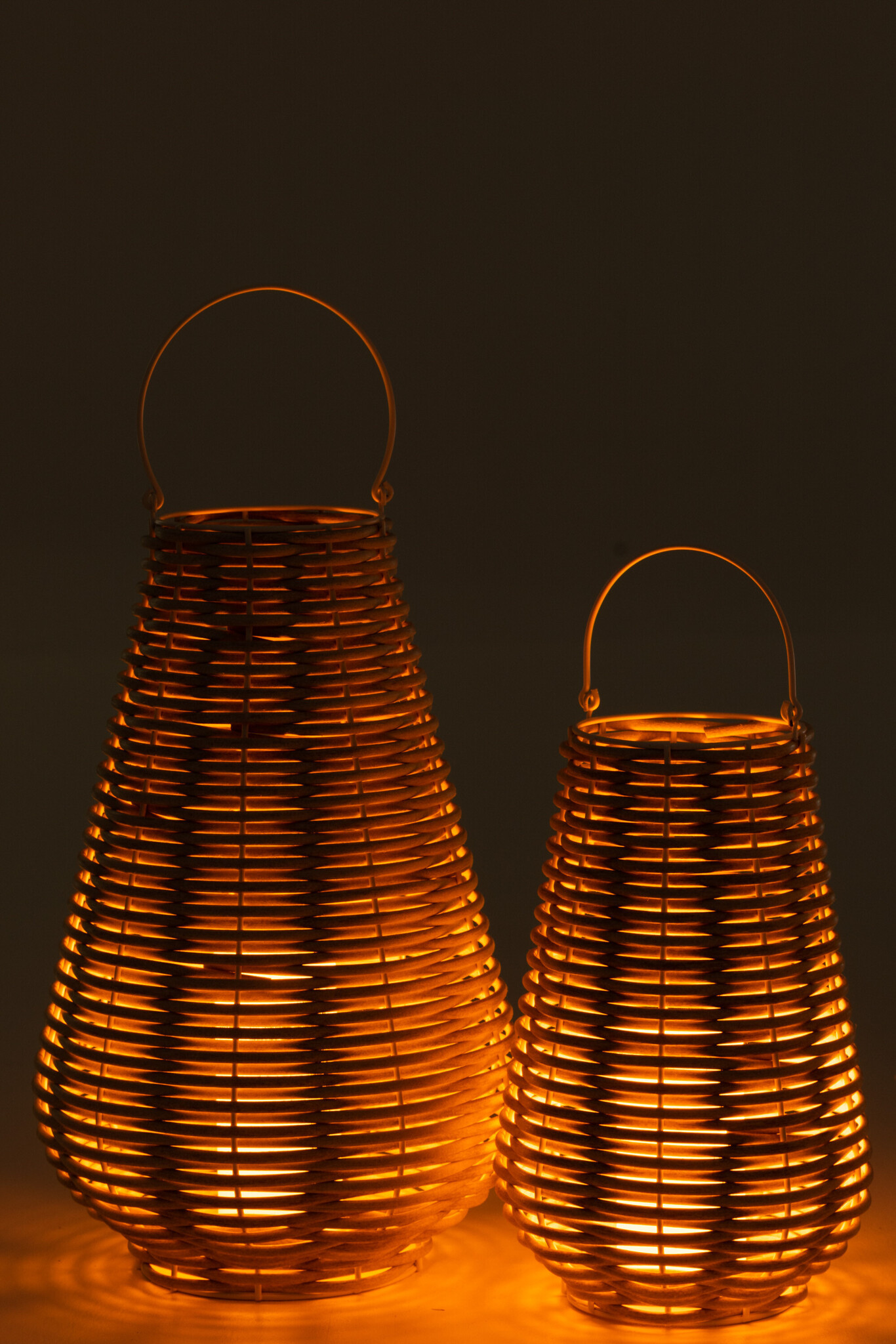 LANTERN WOVEN LED PLASTIC WH L