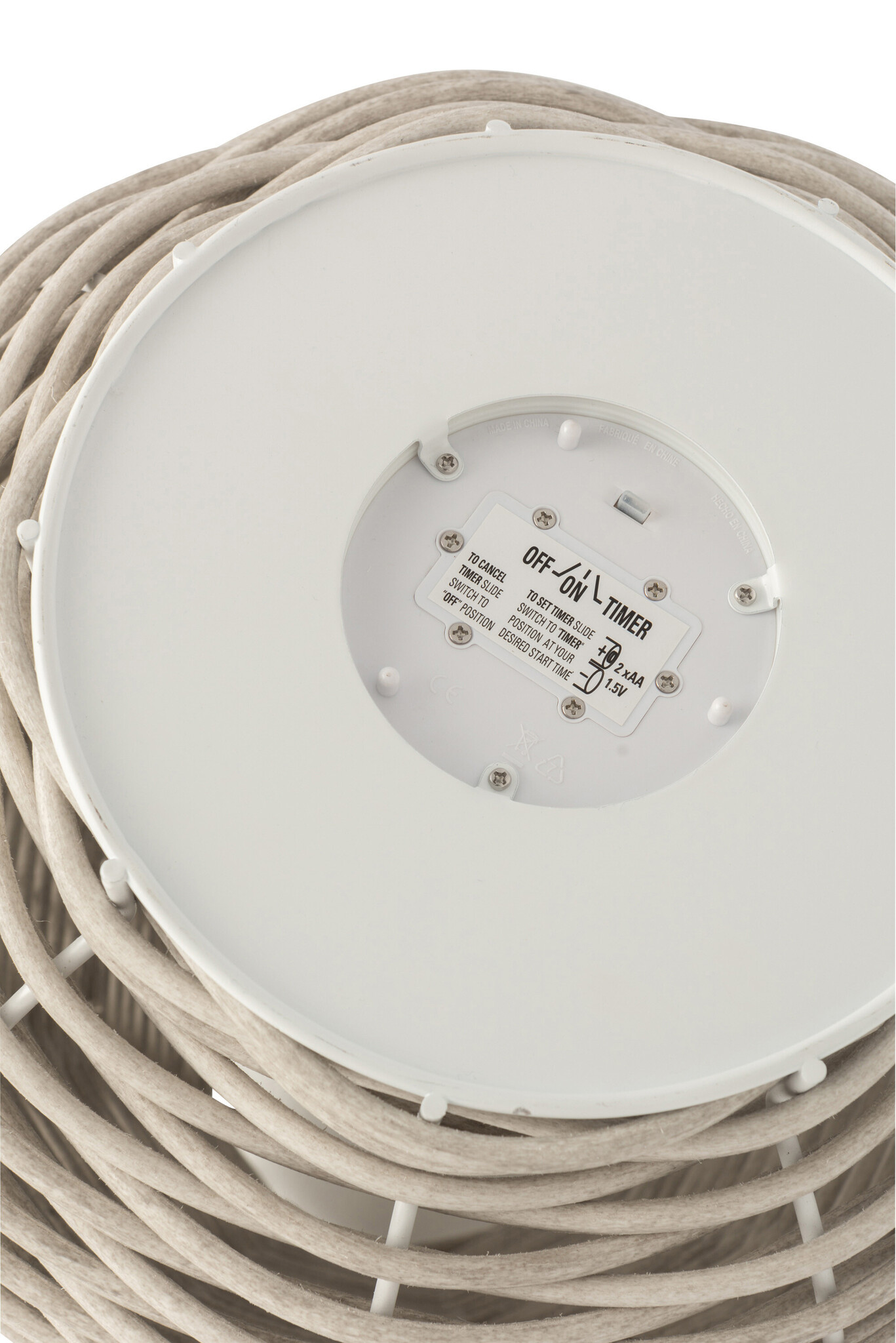 LANTERN WOVEN LED PLASTIC WH L