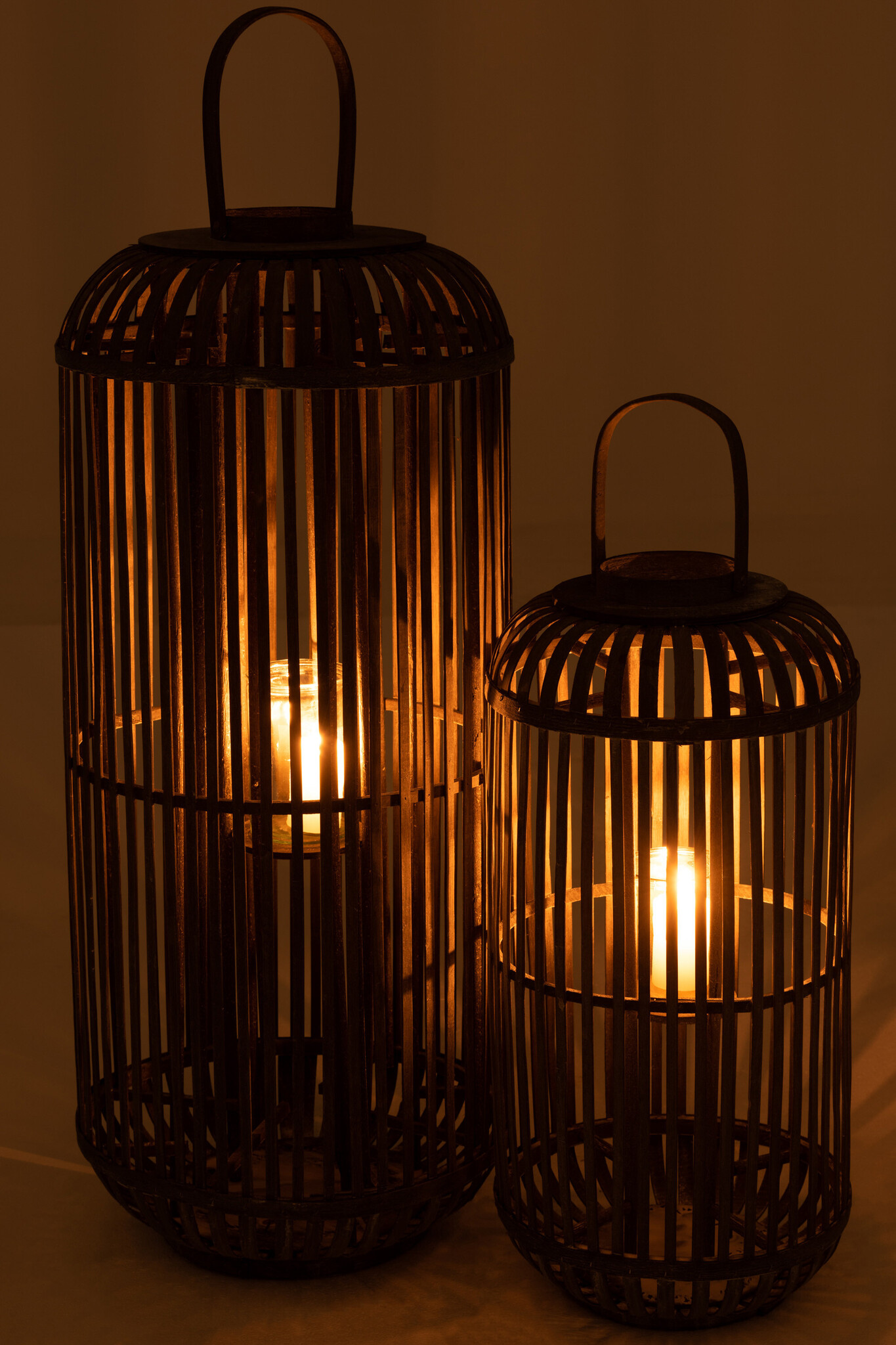 LANTERN CYLINDER WOOD GREY L