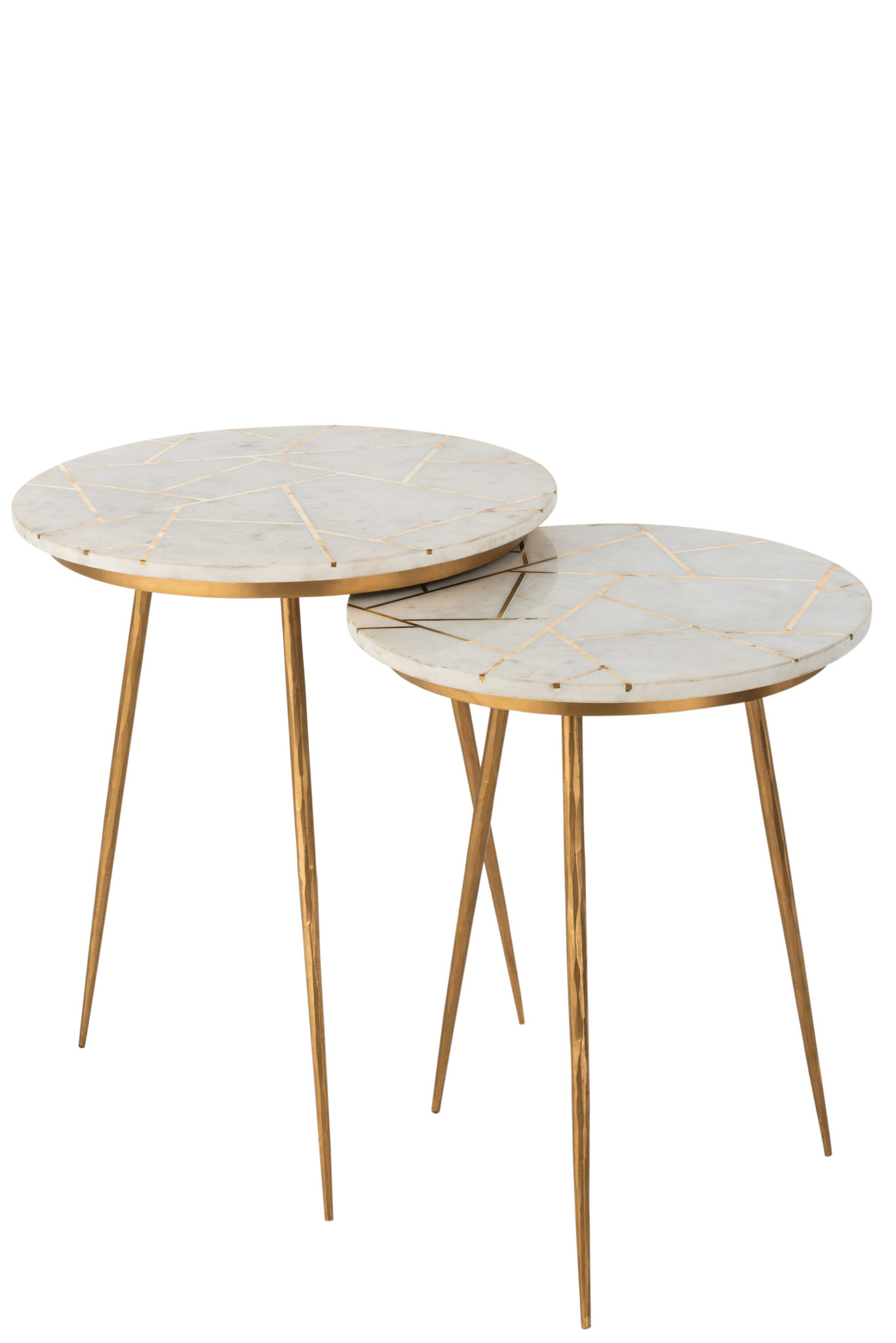 S/2 SIDETABLE MARBLE/IR GD/WH