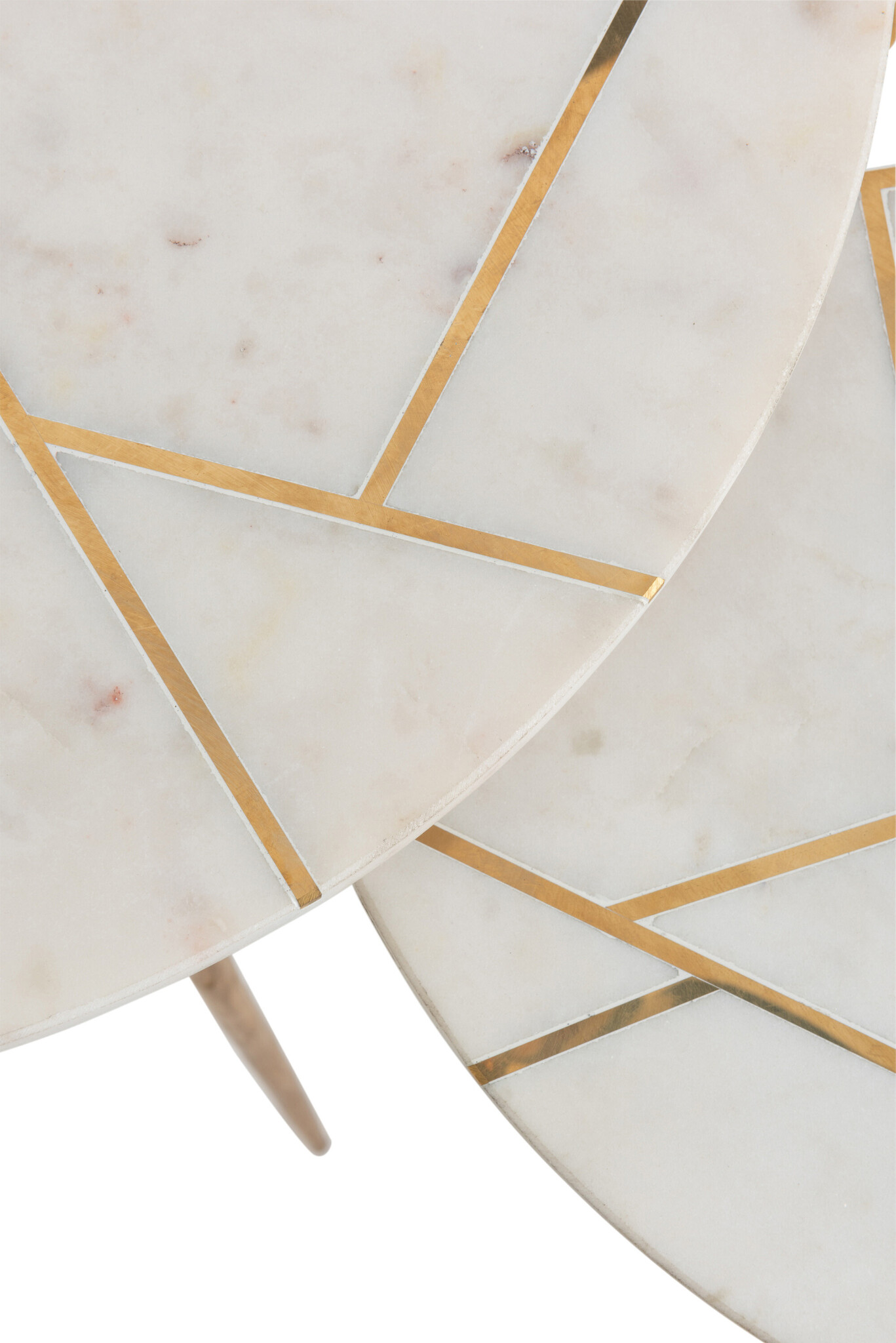 S/2 SIDETABLE MARBLE/IR GD/WH