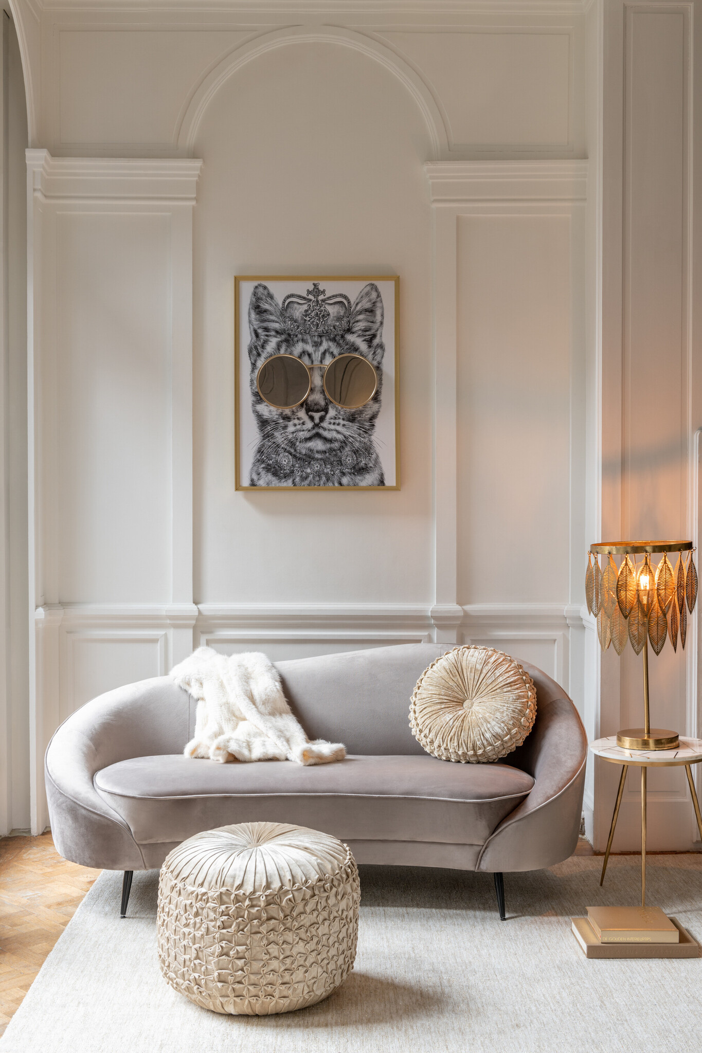 S/2 SIDETABLE MARBLE/IR GD/WH