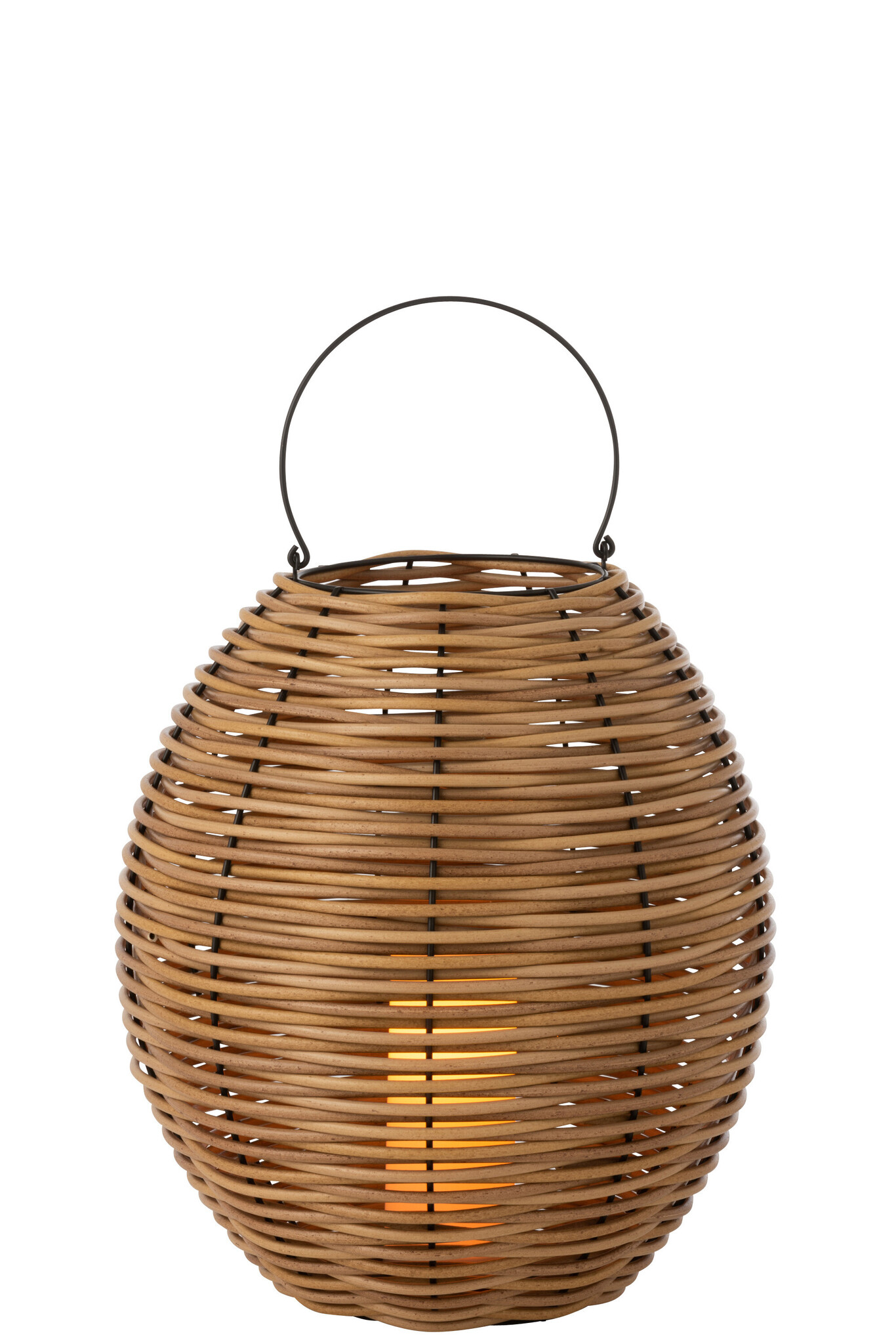 LANTERN WOVEN LED PLASTIC WH L