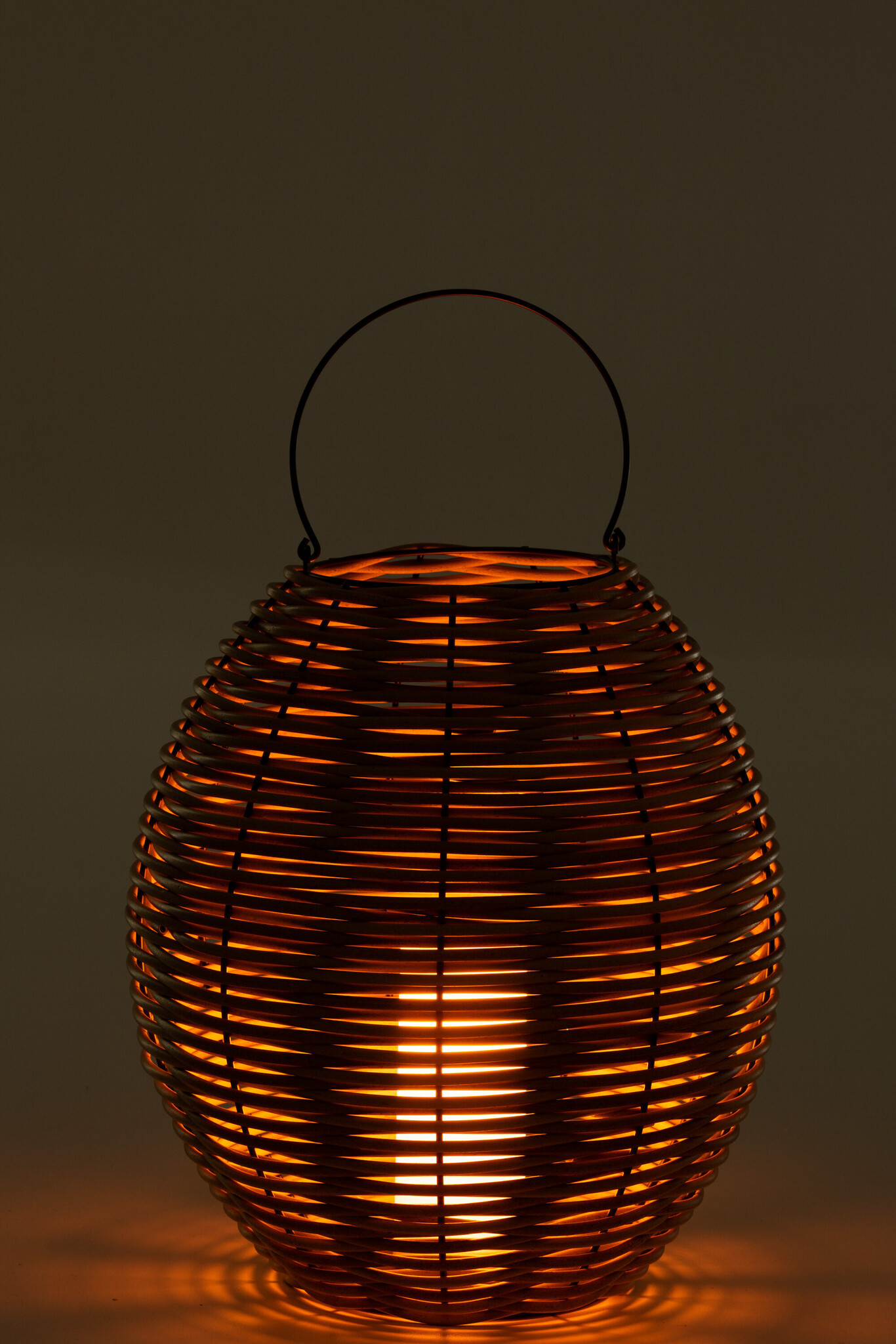 LANTERN WOVEN LED PLASTIC WH L