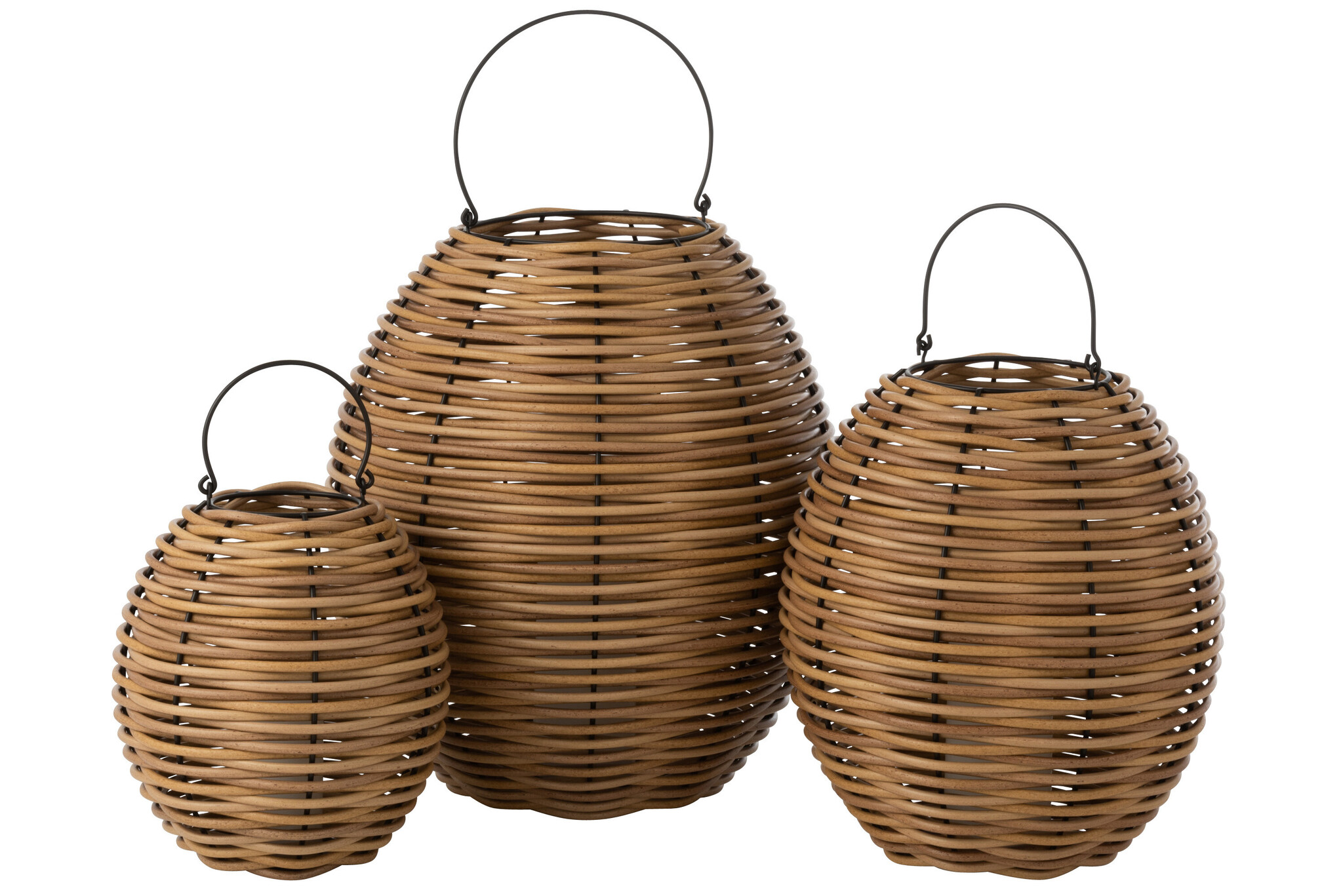 LANTERN WOVEN LED PLASTIC WH L