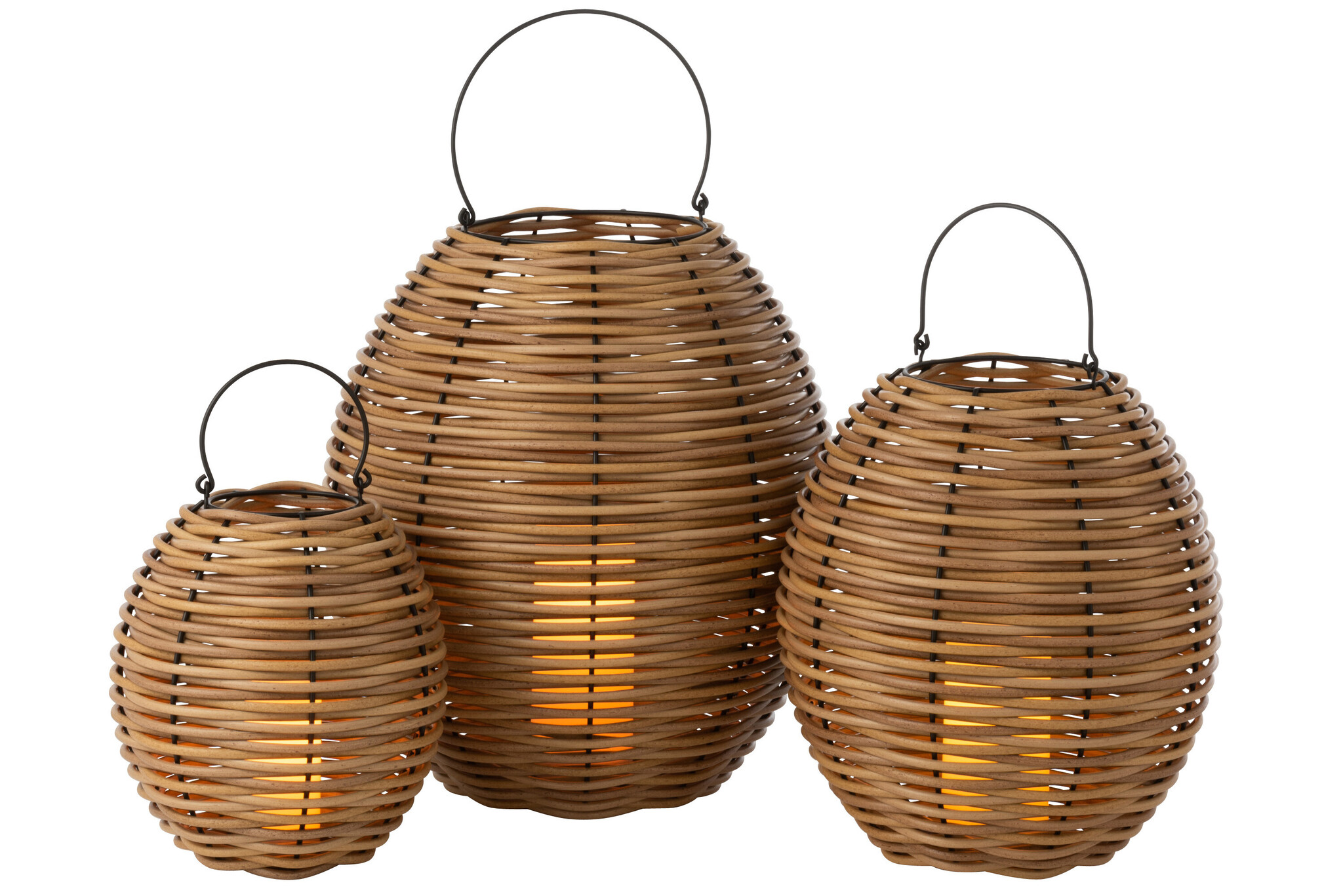 LANTERN WOVEN LED PLASTIC WH L