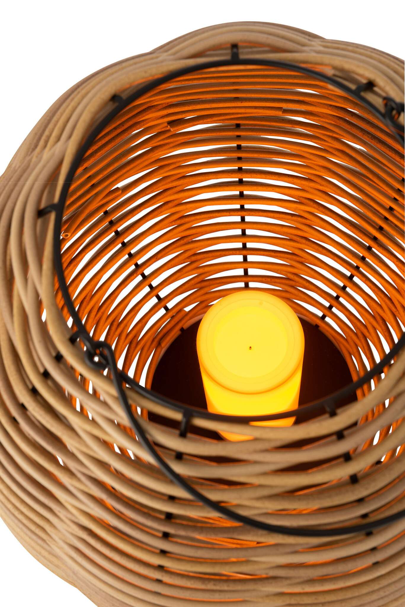 LANTERN WOVEN LED PLASTIC WH L