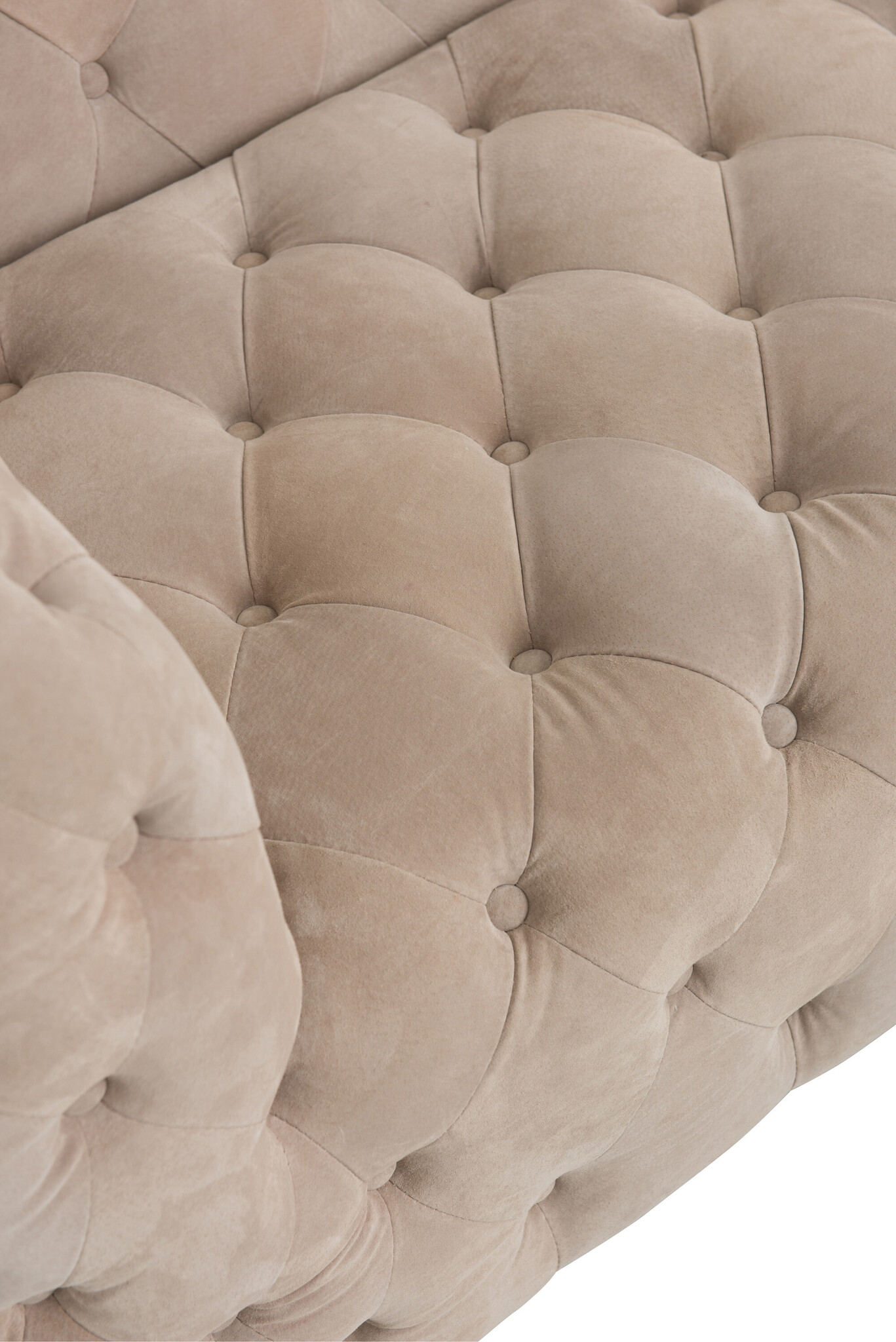 COUCH 3SEAT BUTTONS SUEDE BEI