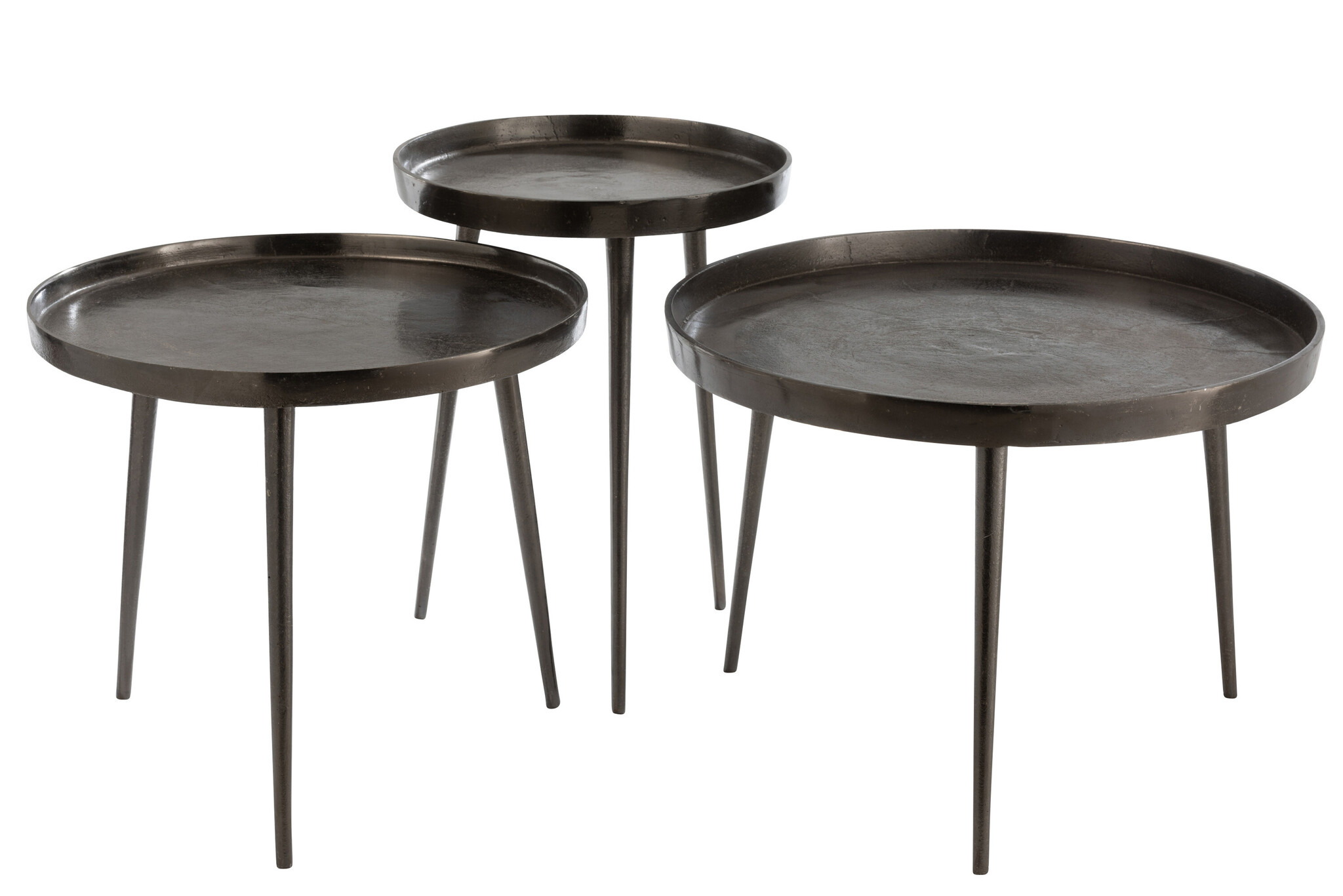 S/3 SIDETAB TRAY RND MET D GRY