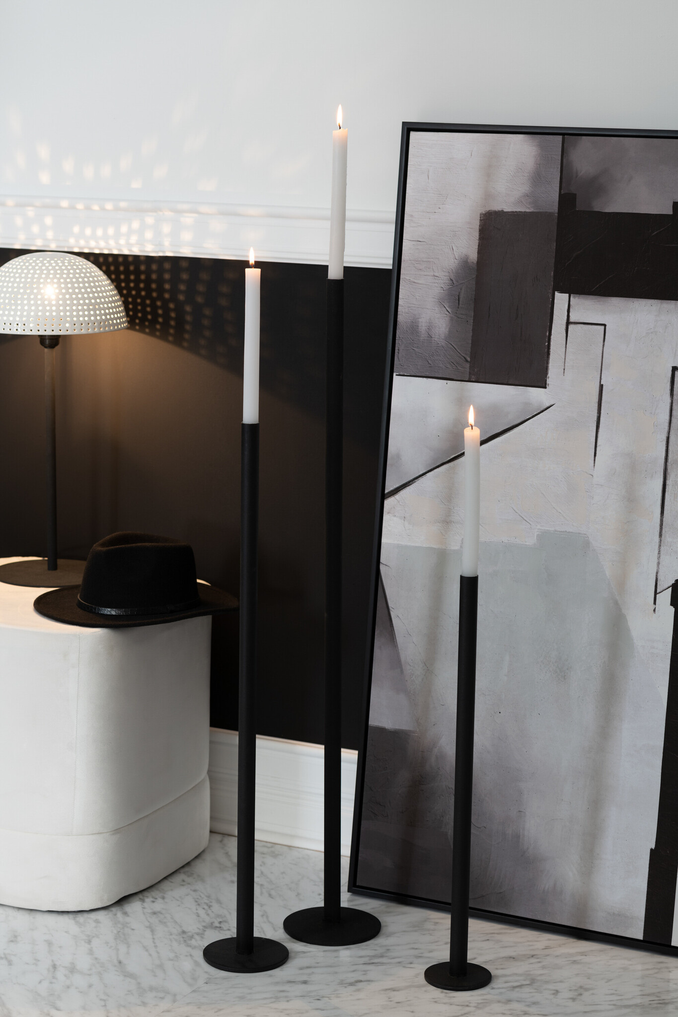 S/3 CANDL HIGH MOD MET MAT BL