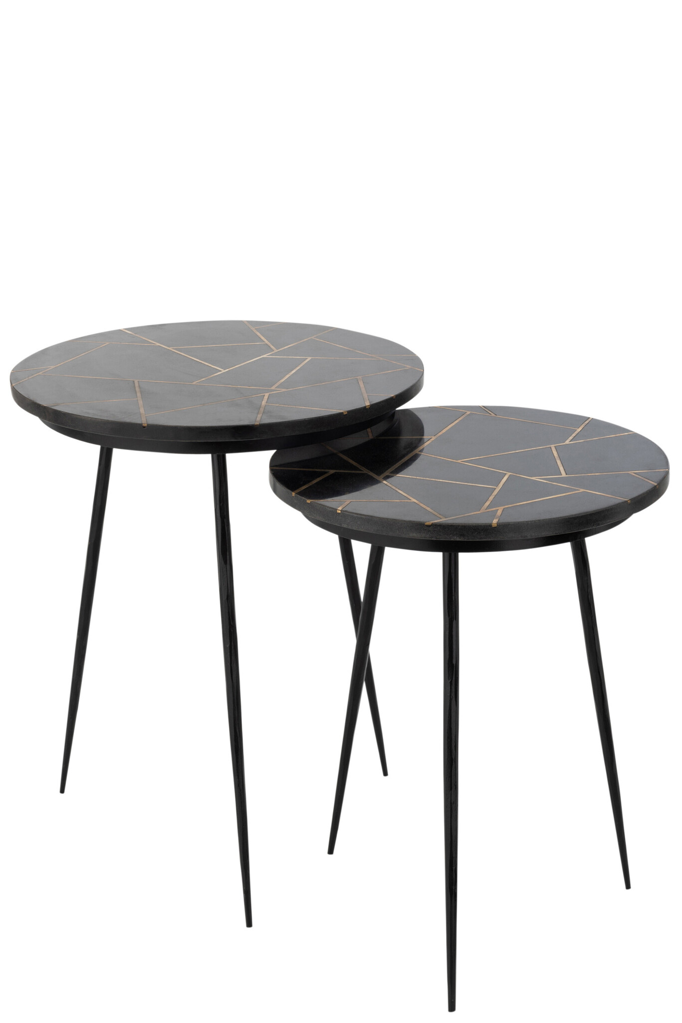 S/2 SIDETABLE MARBLE/IR GD/BL