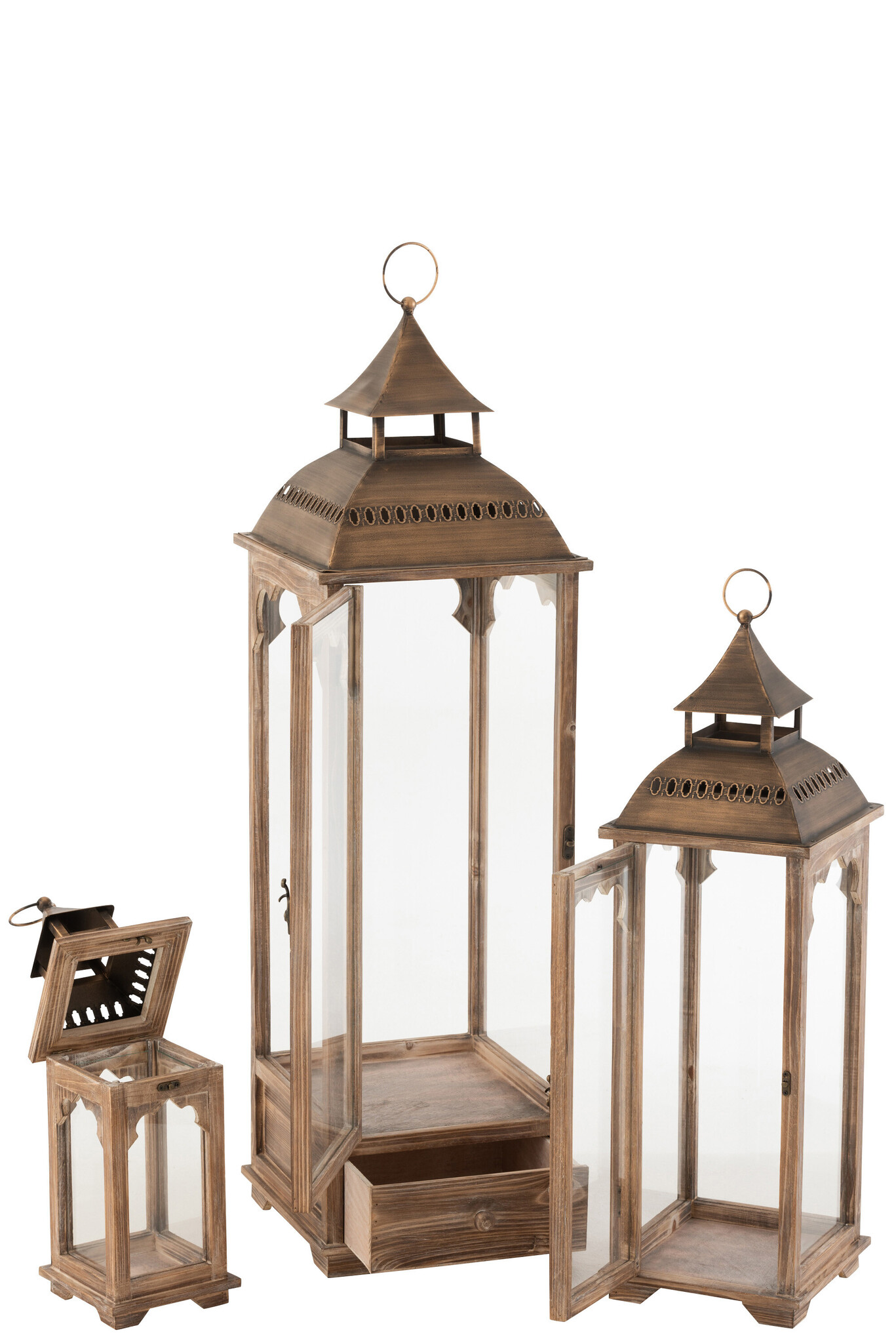 S/3 LANTERNS BISTRO SPR WD BR