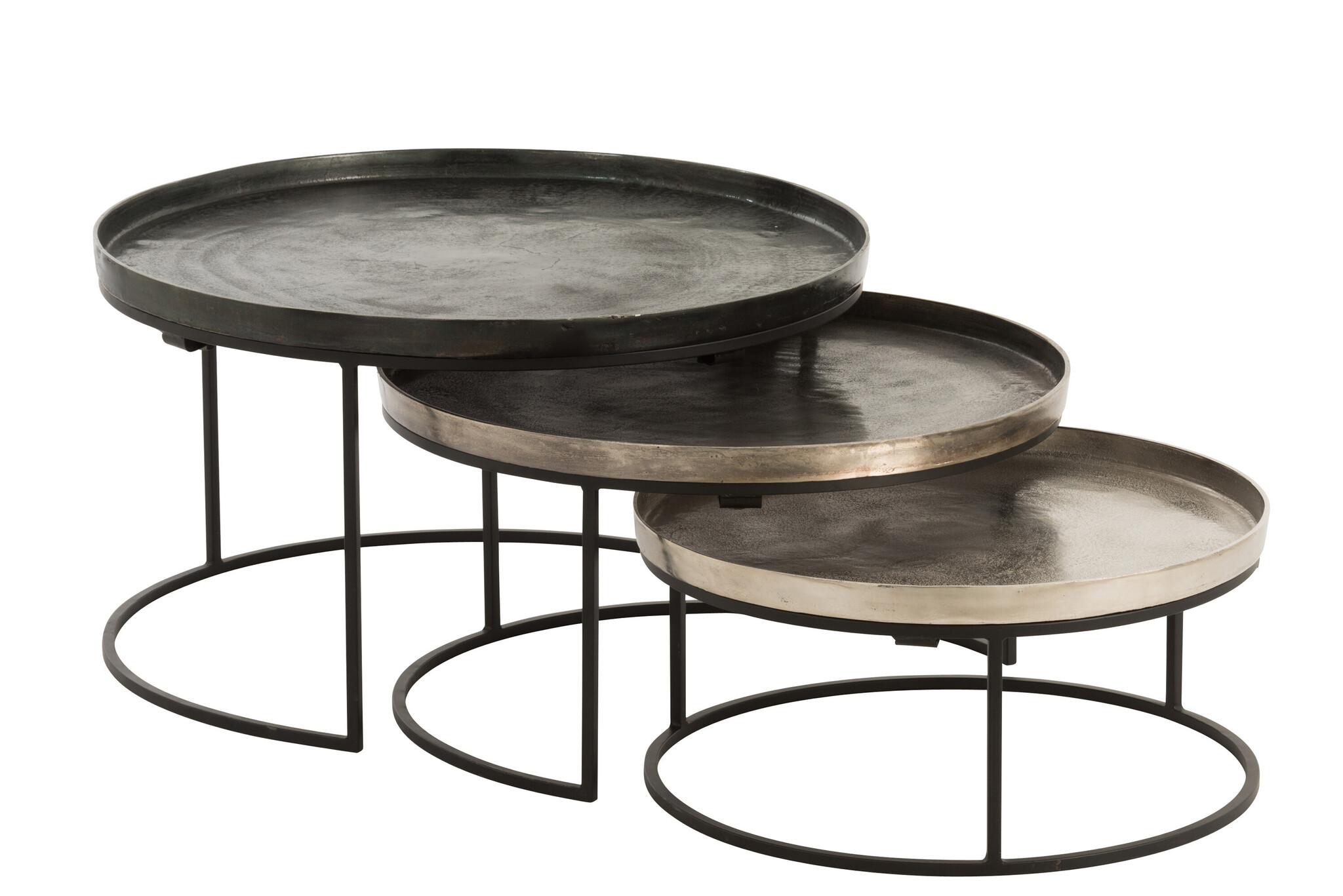 S/3 SIDE TABLE RND ALU BLA/MIX