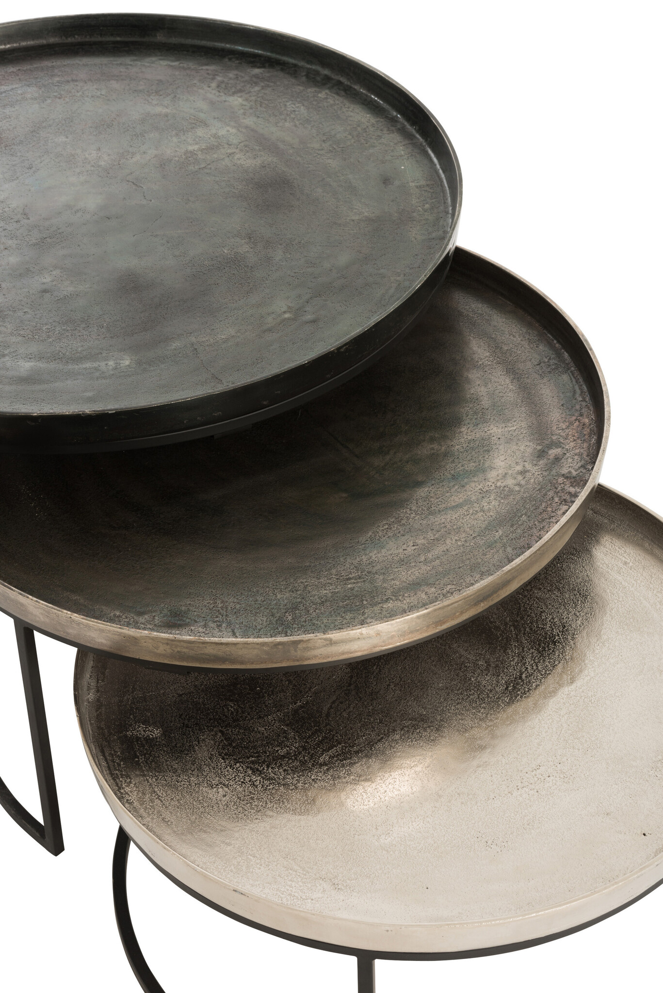 S/3 SIDE TABLE RND ALU BLA/MIX
