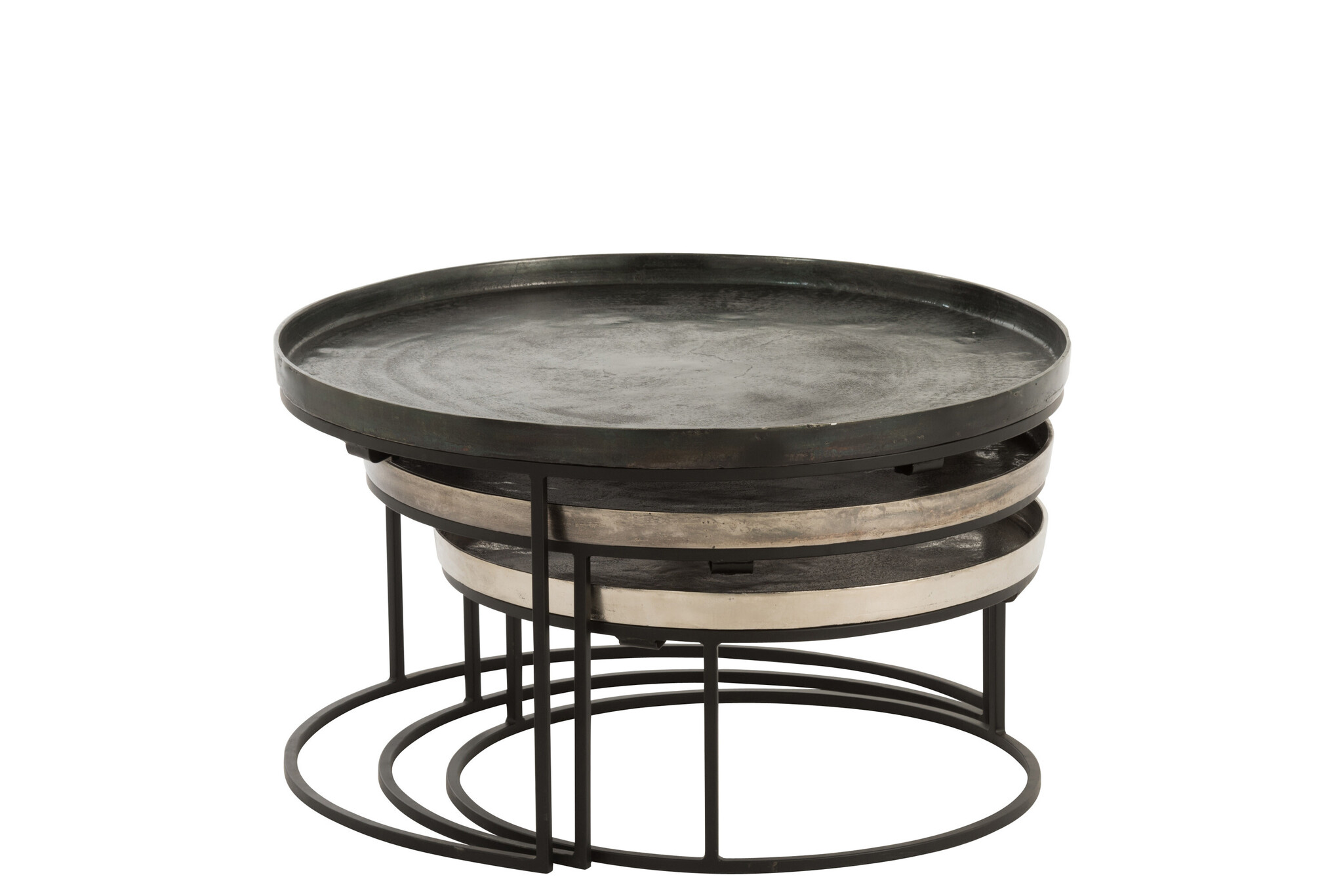 S/3 SIDE TABLE RND ALU BLA/MIX