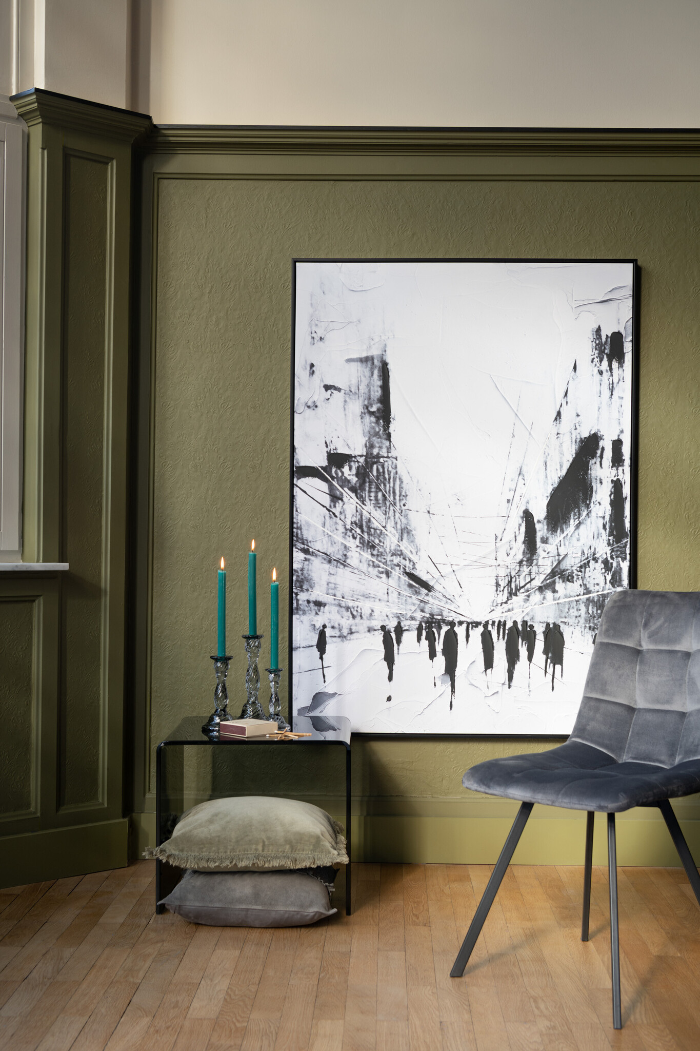 S/2 SIDETABLE GLASS BL