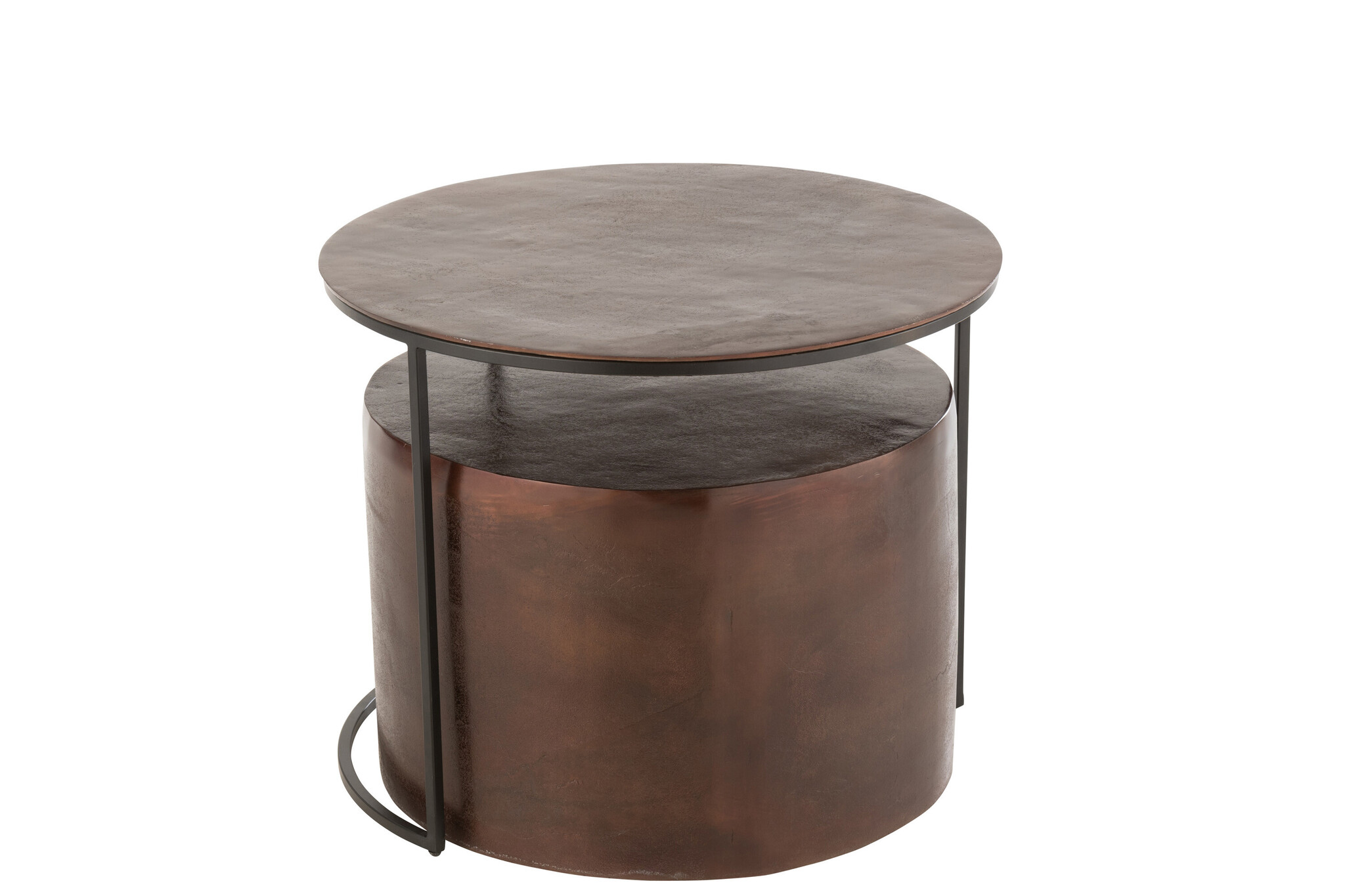 S/2 SIDETABLE BL RND ALU/IR BR
