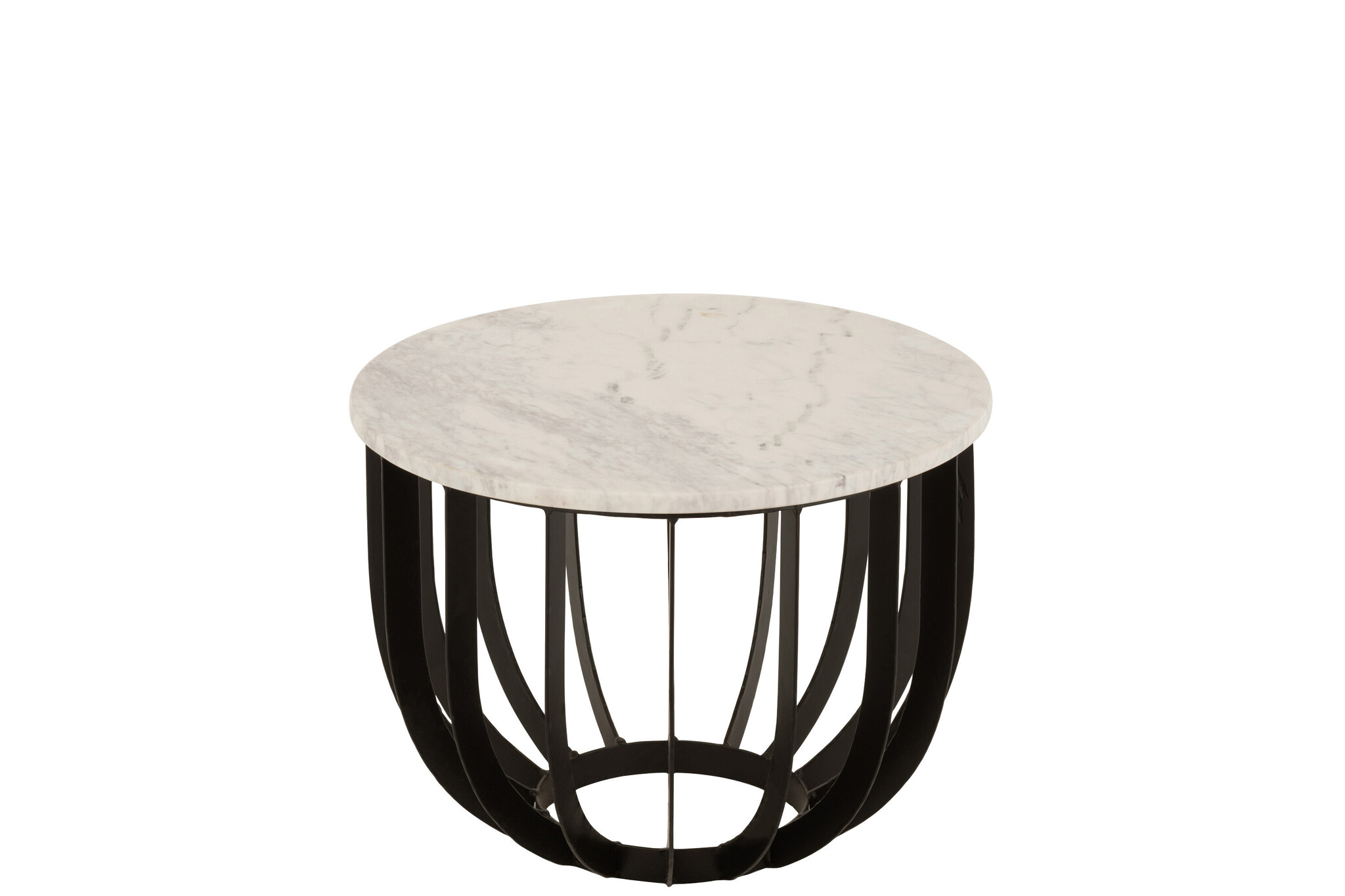 SIDETABLE ROUND MARB/IR WH/BL
