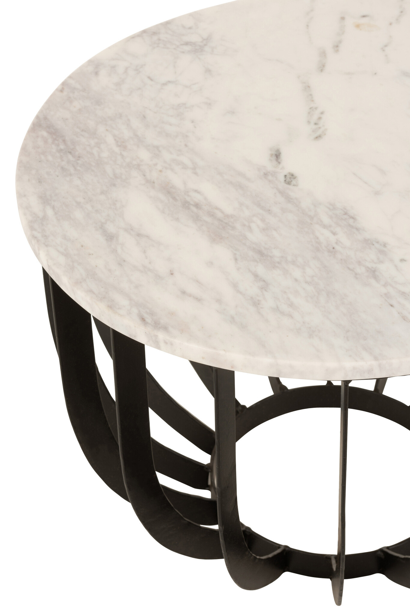 SIDETABLE ROUND MARB/IR WH/BL