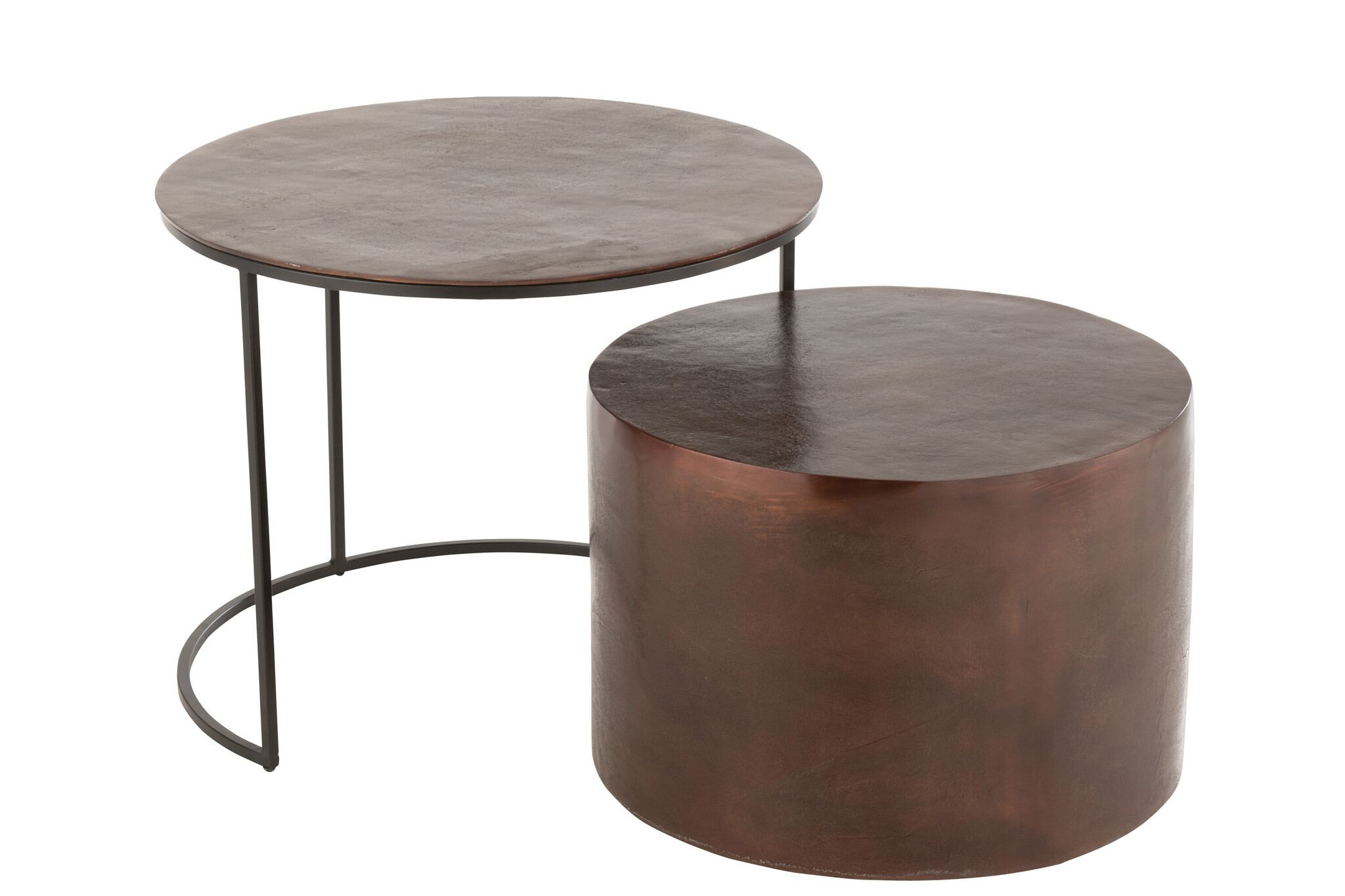 S/2 SIDETABLE BL RND ALU/IR BR