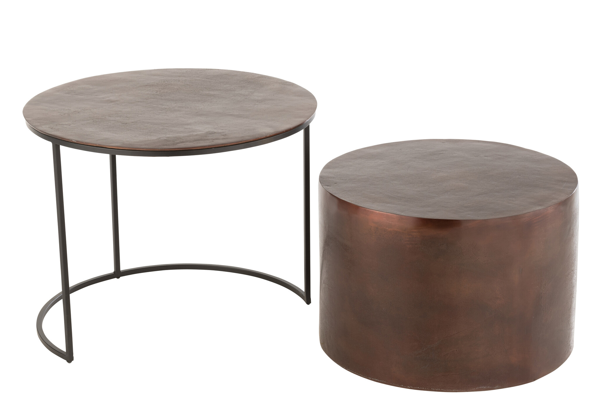 S/2 SIDETABLE BL RND ALU/IR BR