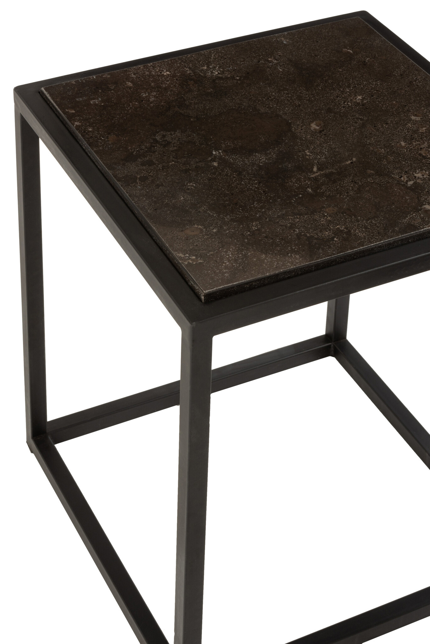 S/2 SIDE TABLE LOW SQ MET BL
