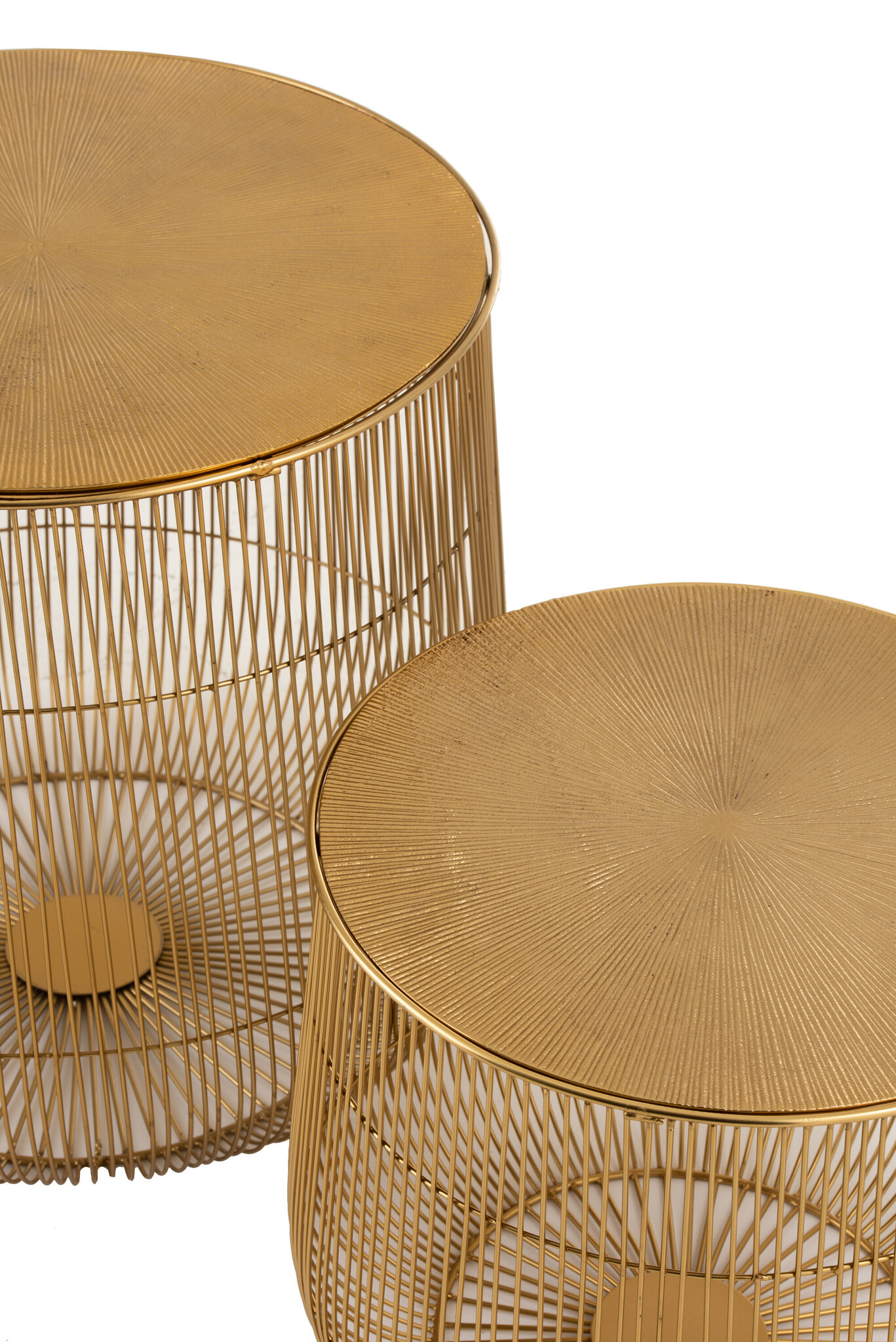 S/2 SIDE TABLES BASKET MET GD
