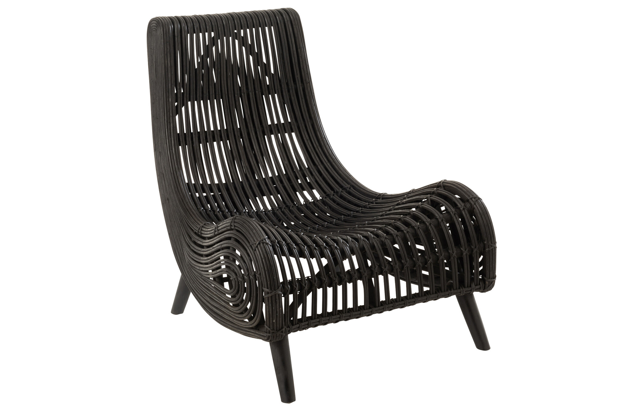 LYING CHAIR RATTAN BLACK