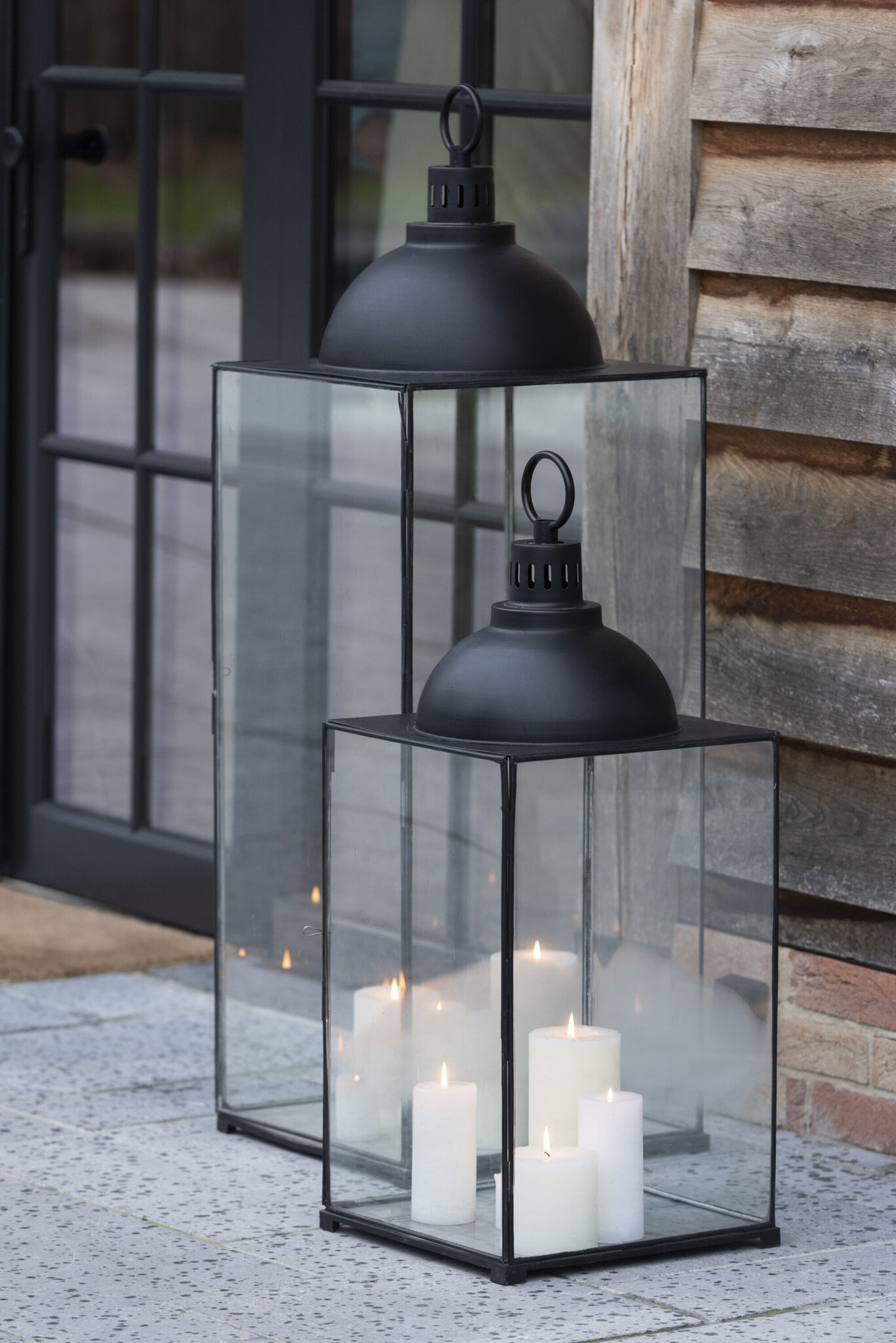 LANTERN HAGRID GLASS/IRON BL L