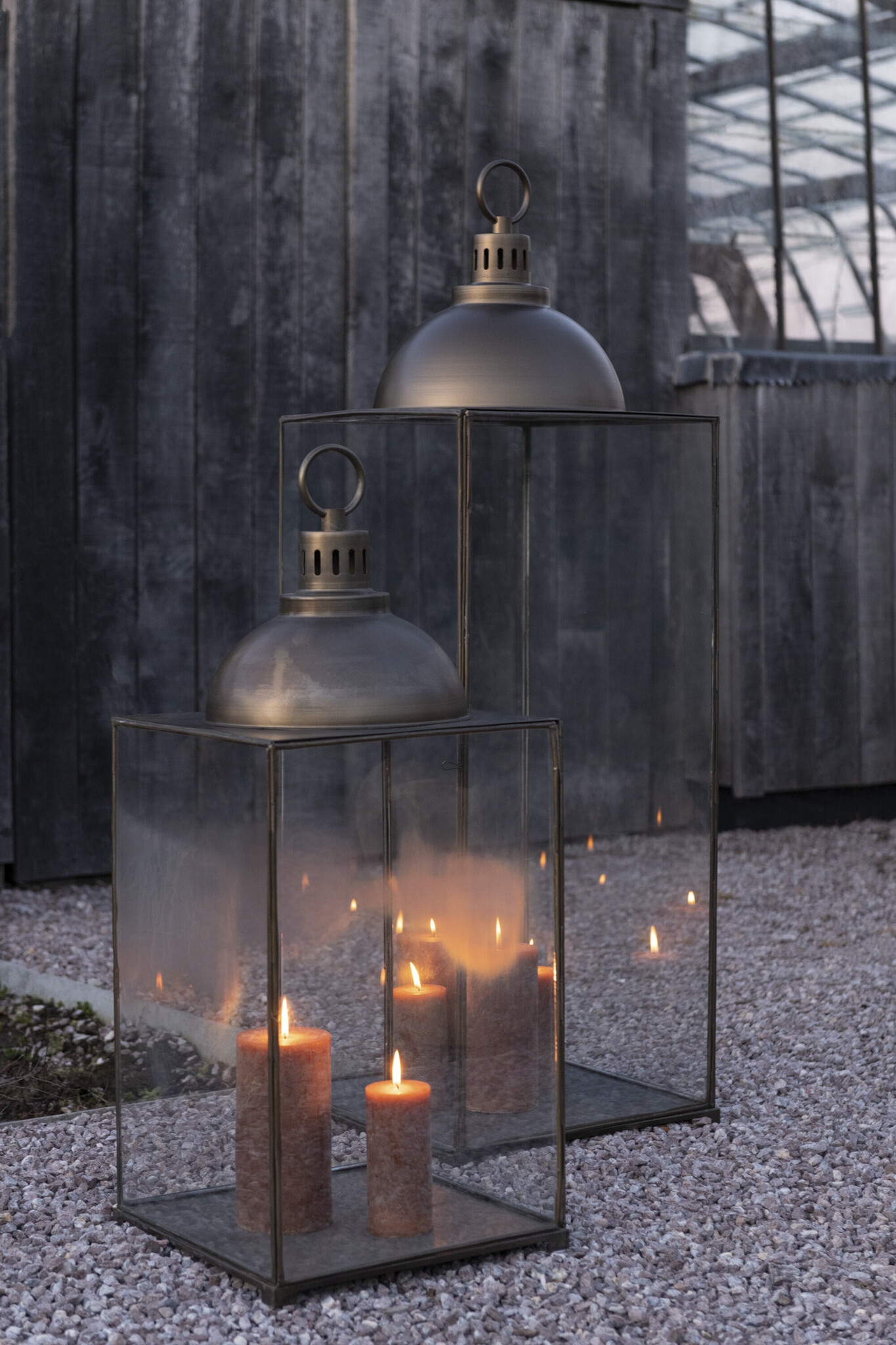 LANTERN HAGRID GLASS/IRON BR L