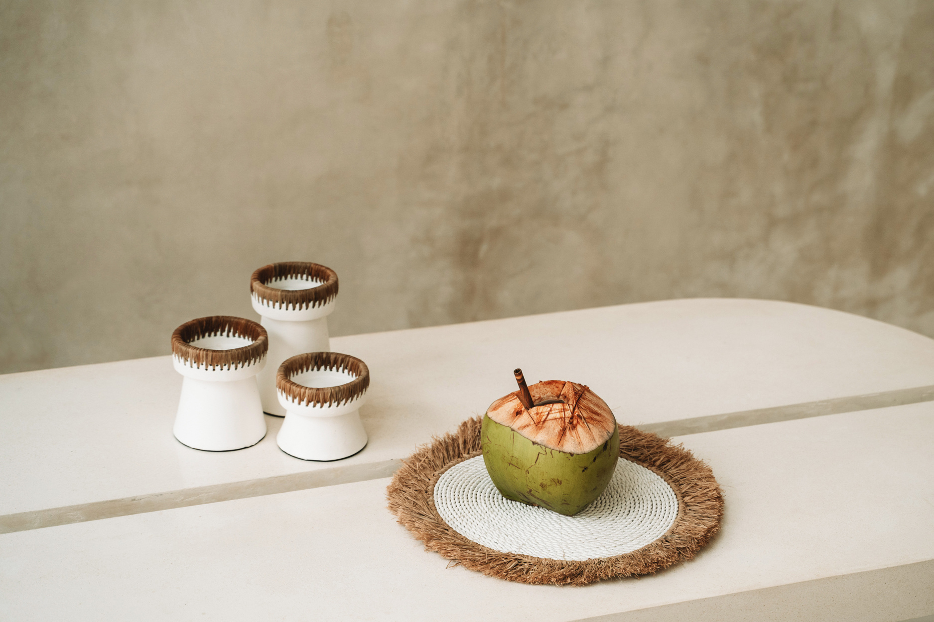 De Waterhyacint Raffia Placemat - Wit Naturel