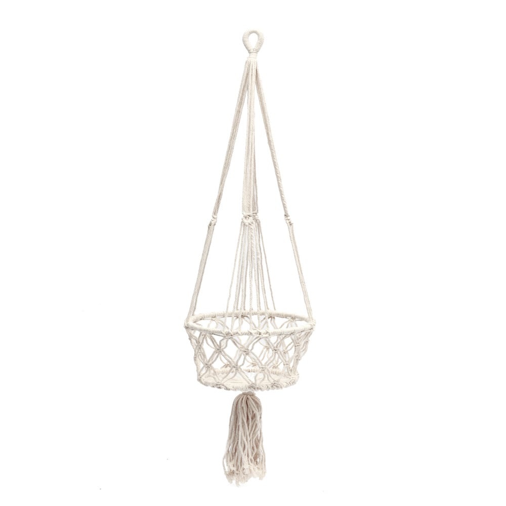 De Macrame Plantenhanger - Wit - L